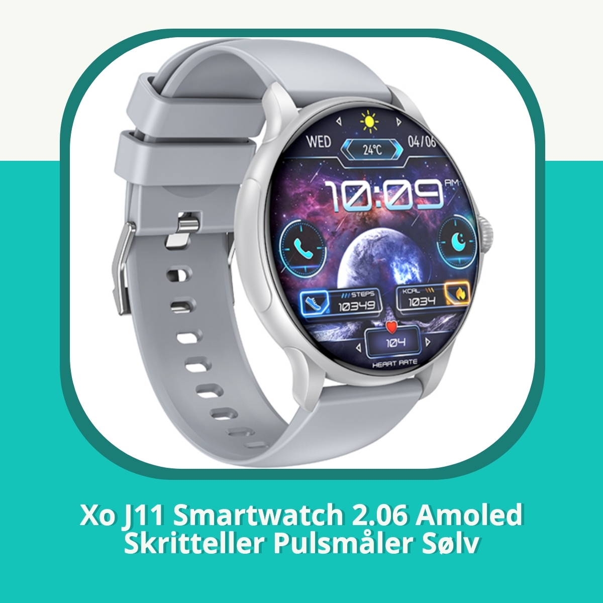 Anmeldelse af Xo J11 Smartwatch 2.06 Amoled Skritteller Pulsmåler Sølv