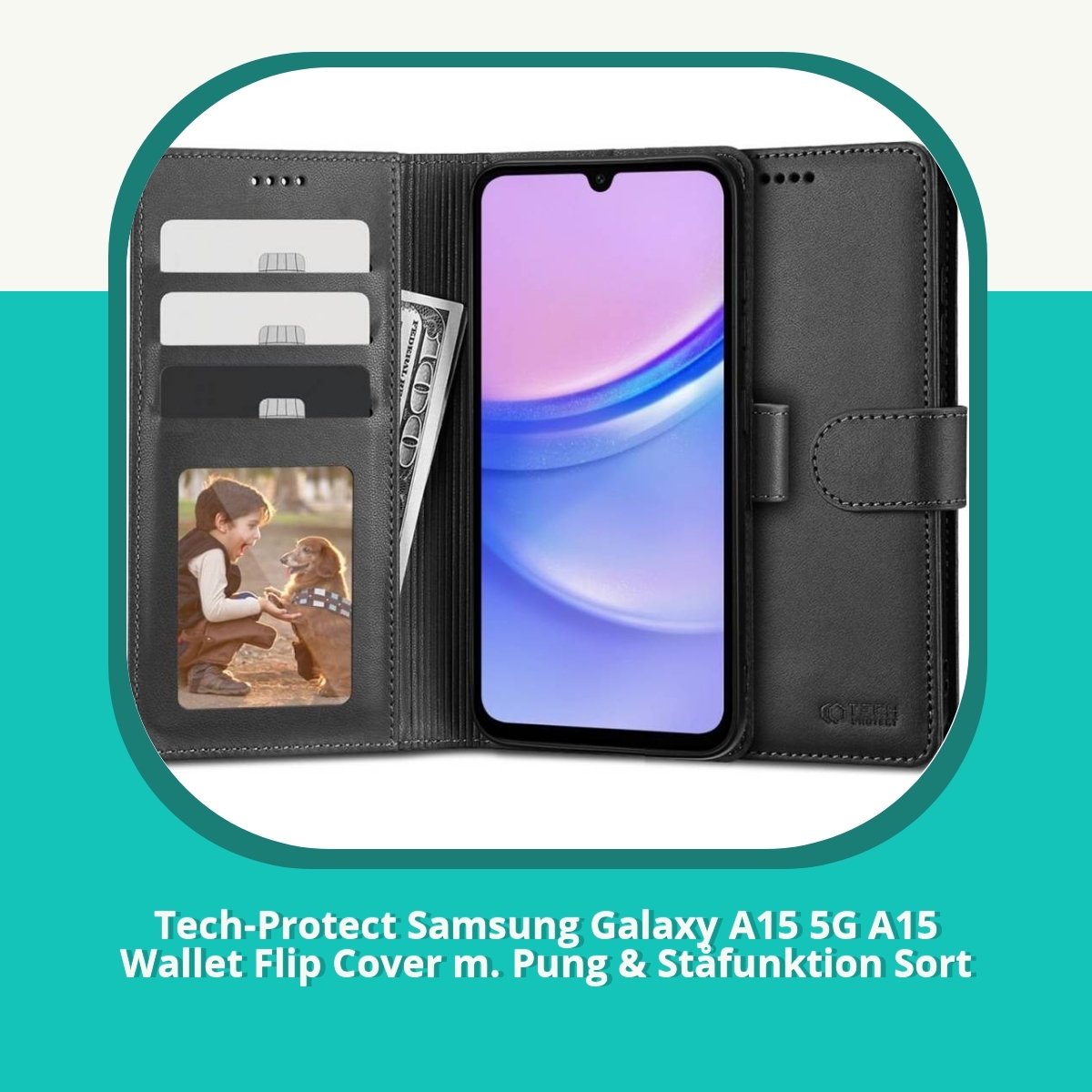 Anmeldelse af Tech-Protect Samsung Galaxy A15 5G A15 Wallet Flip Cover m. Pung & Ståfunktion Sort