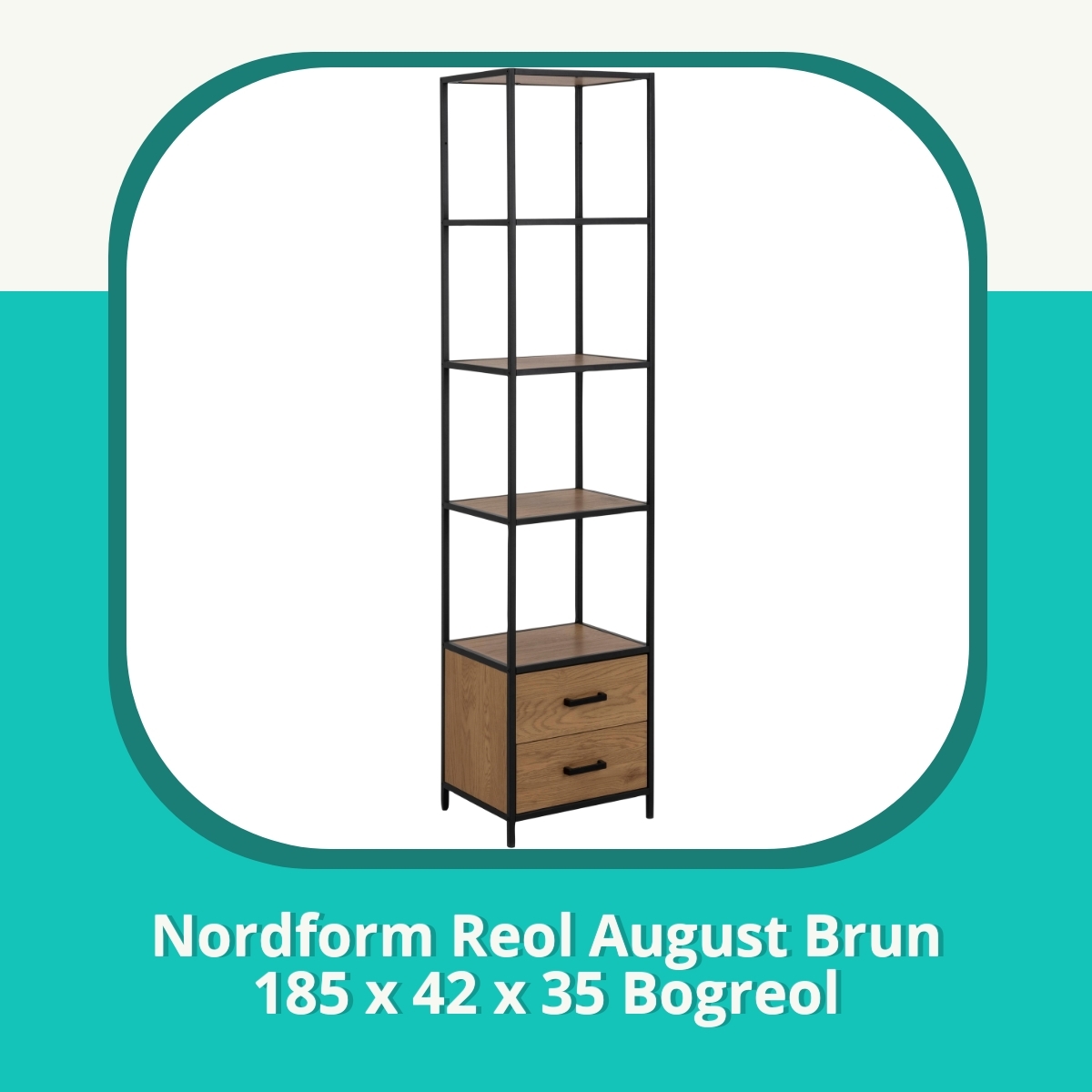 Anmeldelse af Nordform Reol August Brun 185 x 42 x 35 Bogreol
