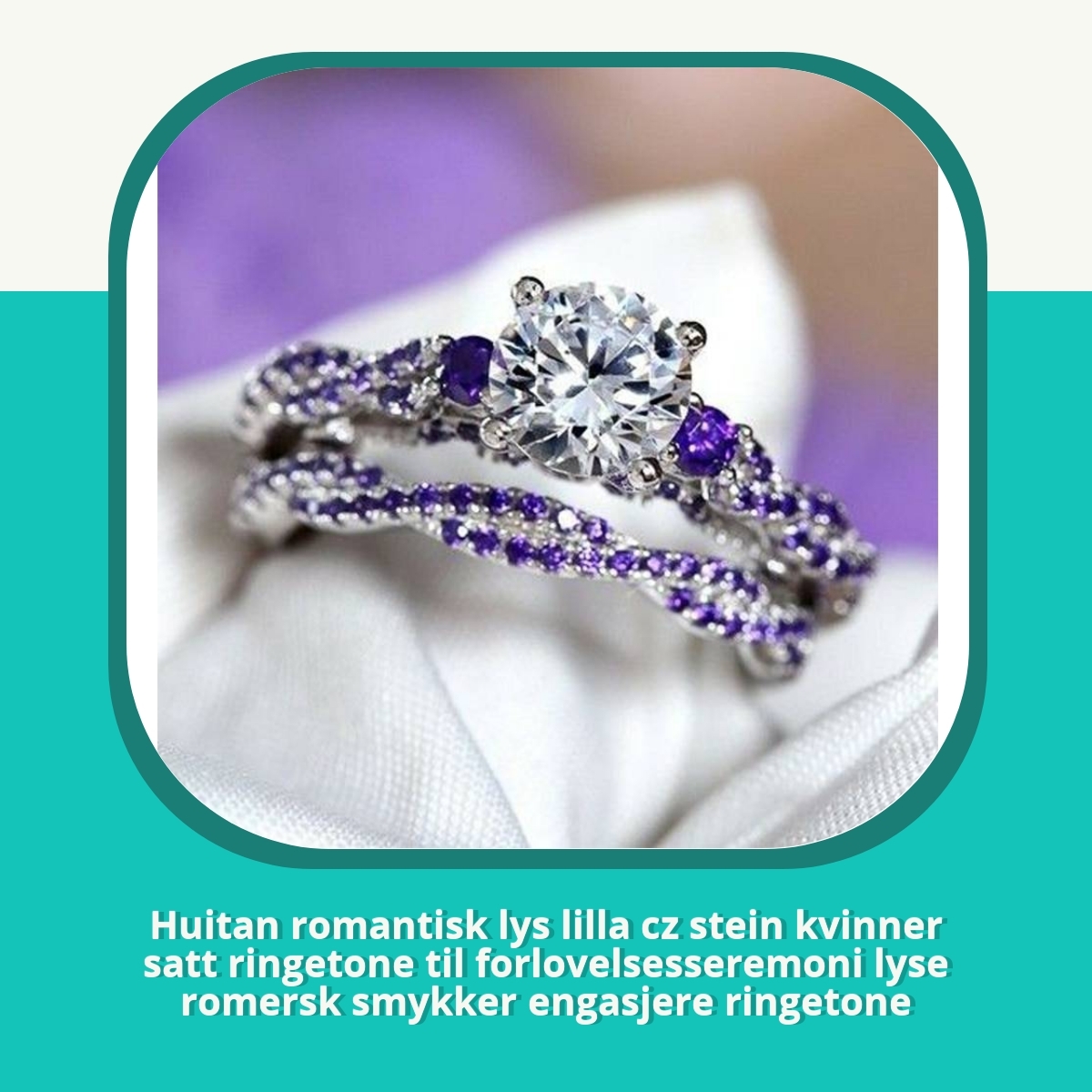 Anmeldelse af Huitan romantisk lys lilla cz stein kvinner satt ringetone til forlovelsesseremoni lyse romersk smykker engasjere ringetone