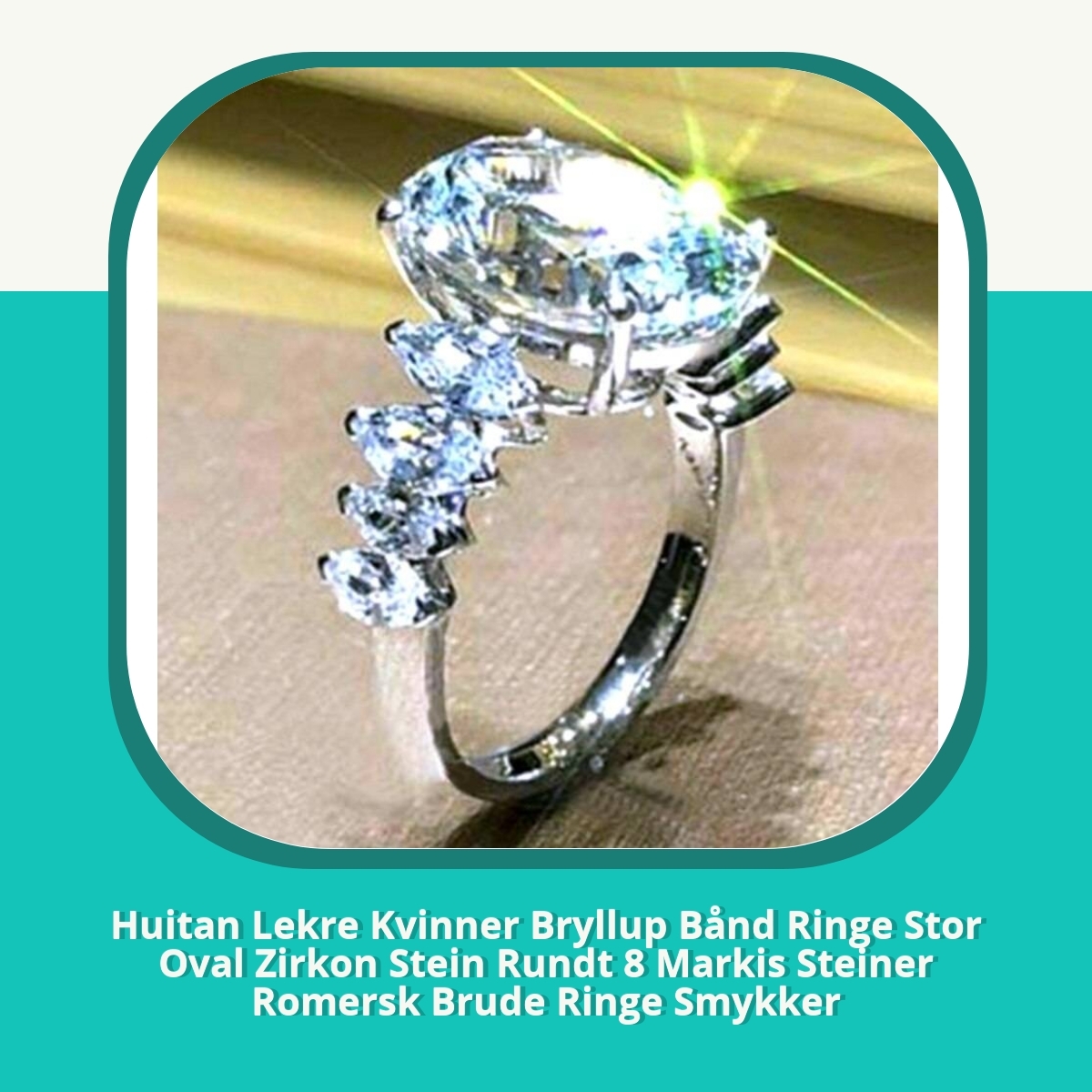 Anmeldelse af Huitan Lekre Kvinner Bryllup Bånd Ringe Stor Oval Zirkon Stein Rundt 8 Markis Steiner Romersk Brude Ringe Smykker