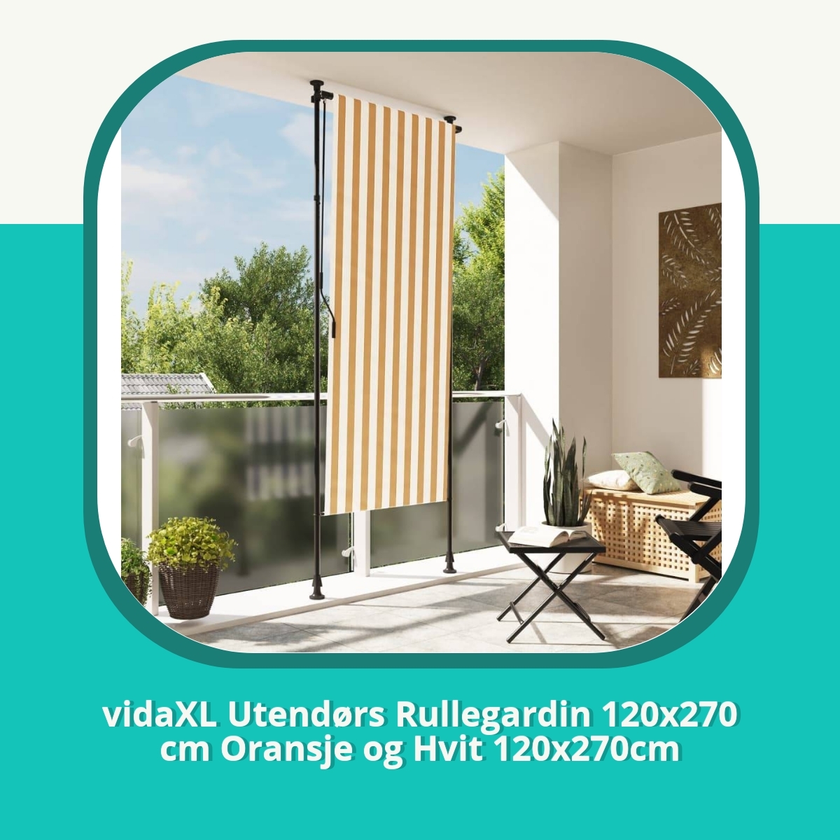 Anmeldelse af vidaXL Utendørs Rullegardin 120x270 cm Oransje og Hvit 120x270cm