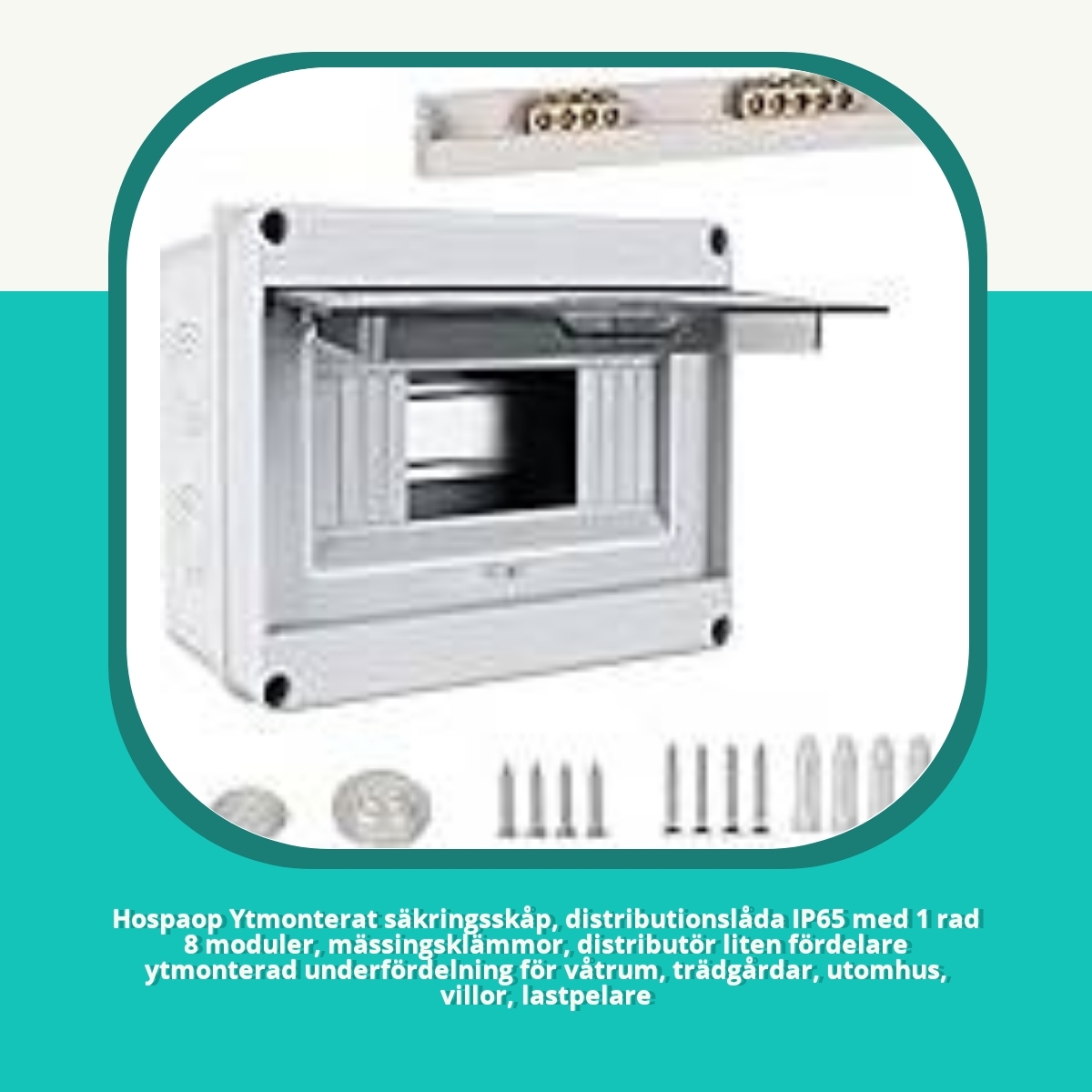 Recension af Hospaop Ytmonterat säkringsskåp, distributionslåda IP65 med 1 rad 8 moduler, mässingsklämmor, distributör liten fördelare ytmonterad underfördelning för våtrum, trädgårdar, utomhus, villor, lastpelare