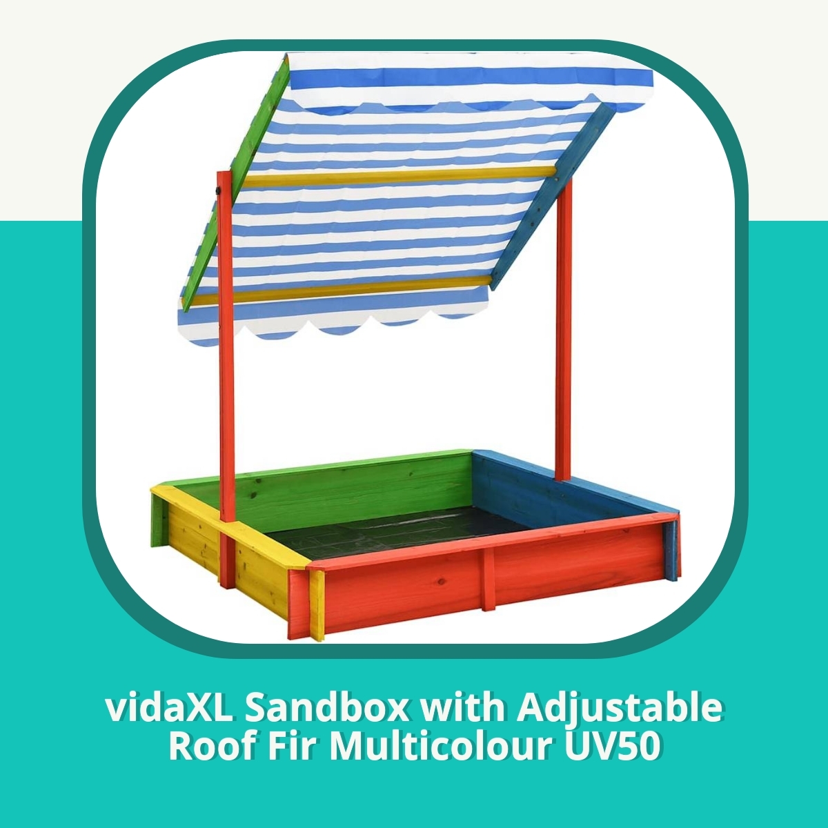 Anmeldelse af vidaXL Sandbox with Adjustable Roof Fir Multicolour UV50