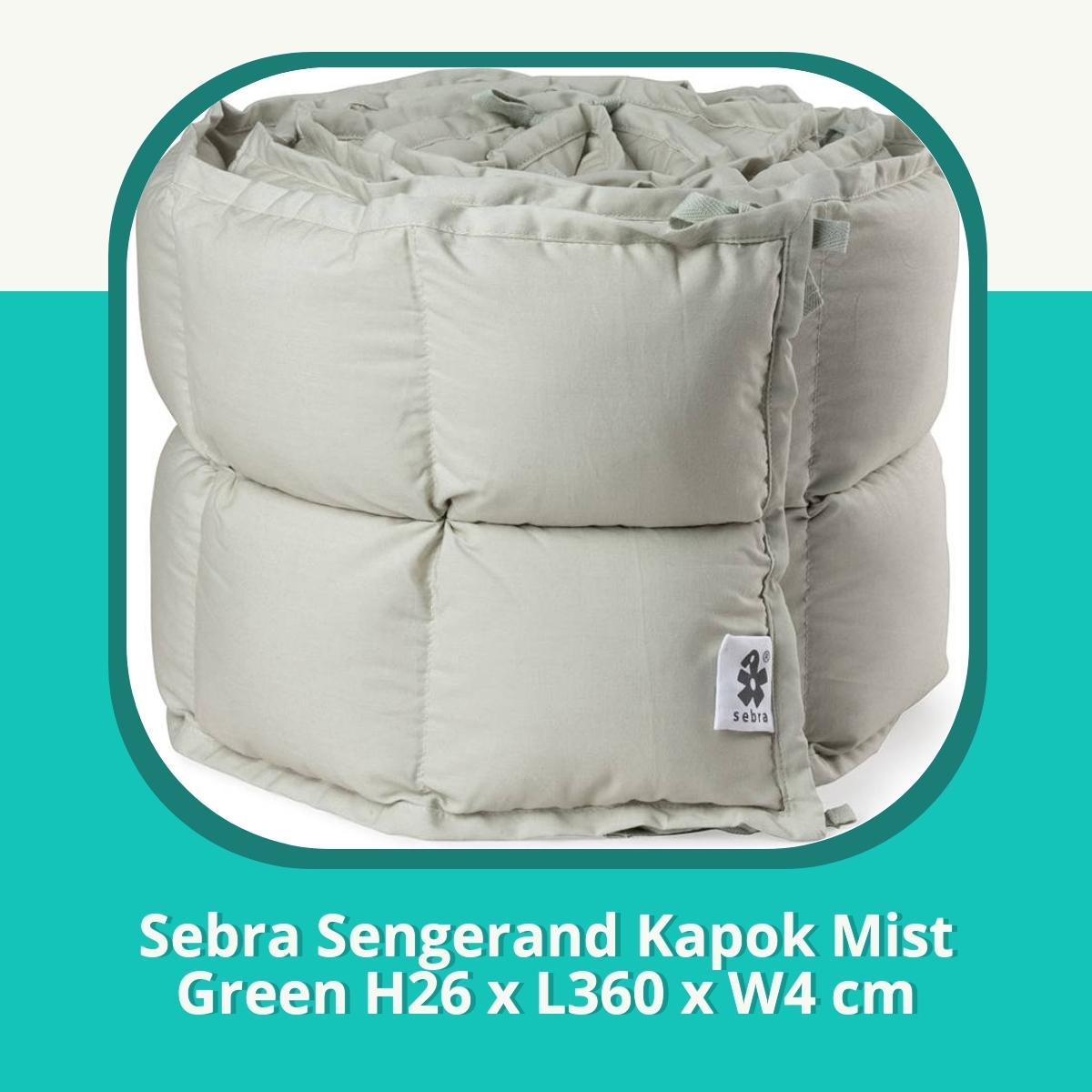 Anmeldelse af Sebra Sengerand Kapok Mist Green H26 x L360 x W4 cm