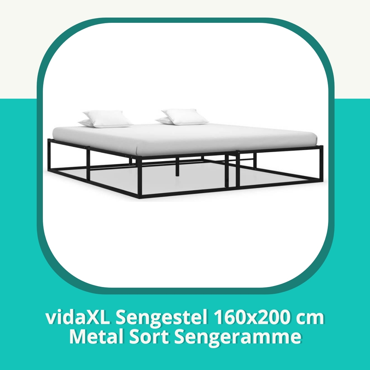 Anmeldelse af vidaXL Sengestel 160x200 cm Metal Sort Sengeramme