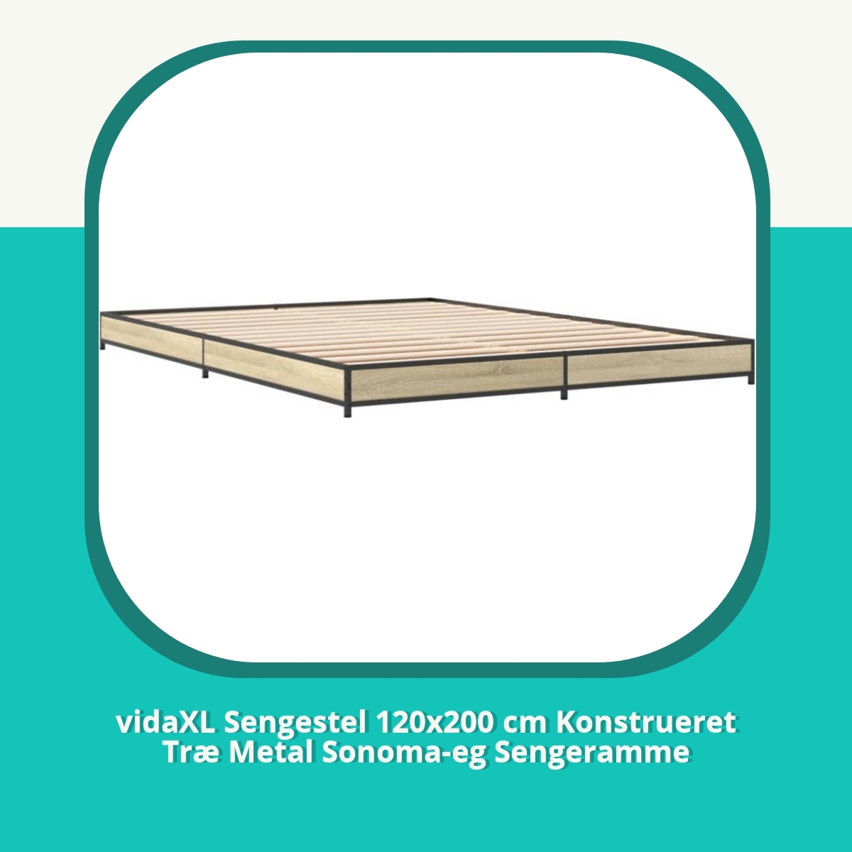 Anmeldelse af vidaXL Sengestel 120x200 cm Konstrueret Træ Metal Sonoma-eg Sengeramme