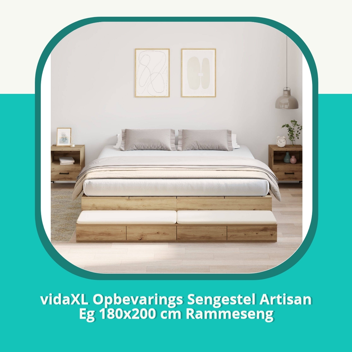 Anmeldelse af vidaXL Opbevarings Sengestel Artisan Eg 180x200 cm Rammeseng
