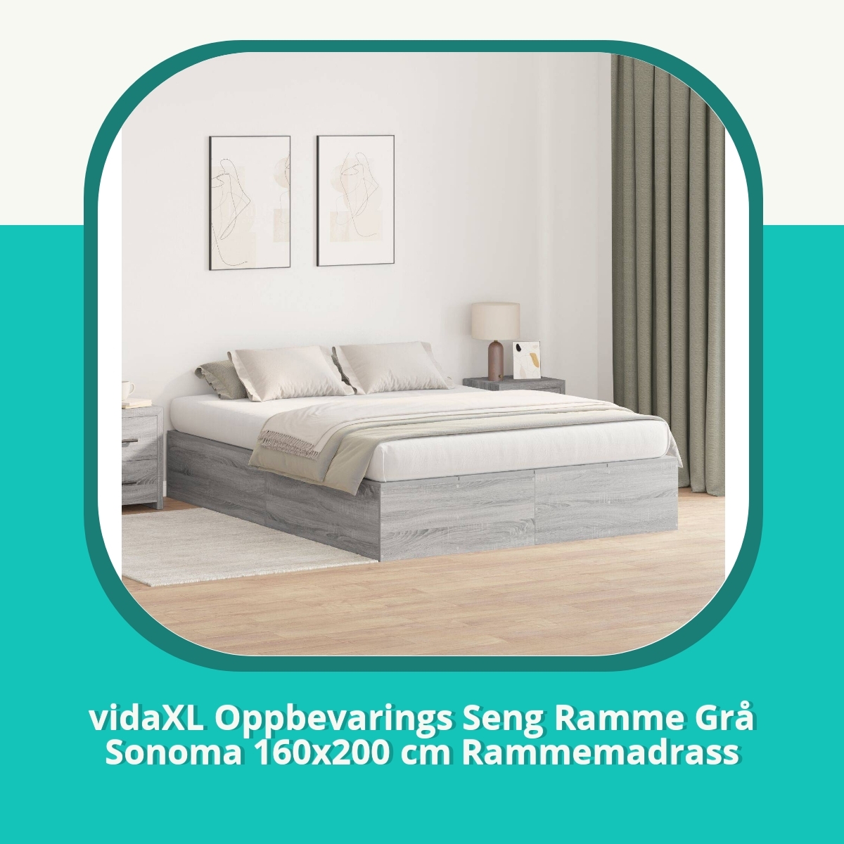 Anmeldelse af vidaXL Oppbevarings Seng Ramme Grå Sonoma 160x200 cm Rammemadrass