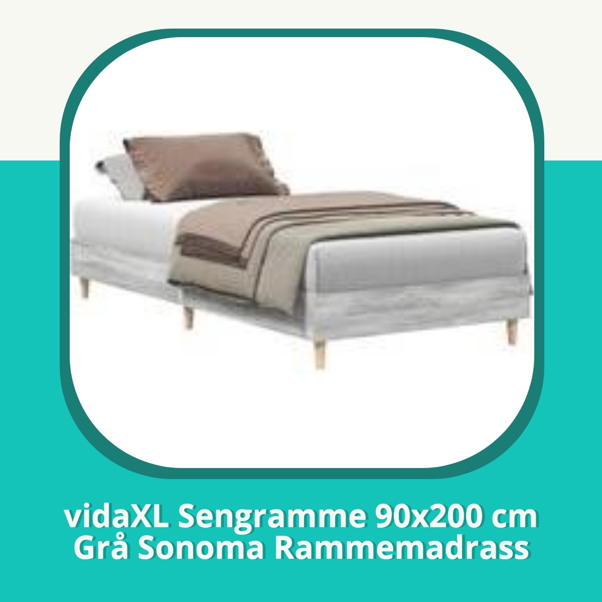 Anmeldelse vidaXL Sengramme 90x200 cm Grå Sonoma Rammemadrass