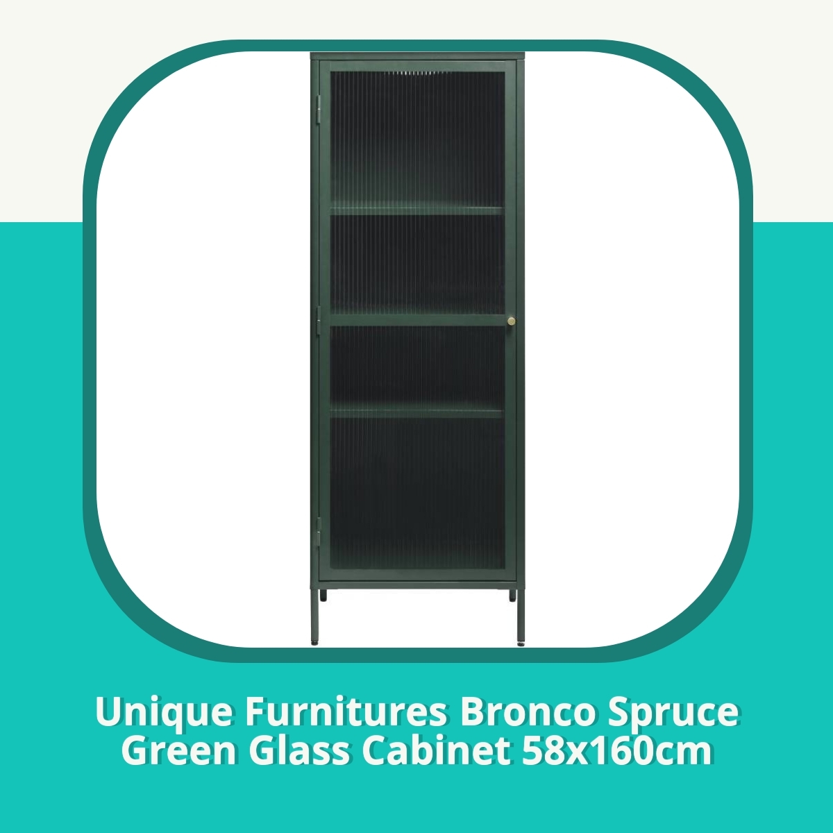 Anmeldelse af Unique Furnitures Bronco Spruce Green Glass Cabinet 58x160cm