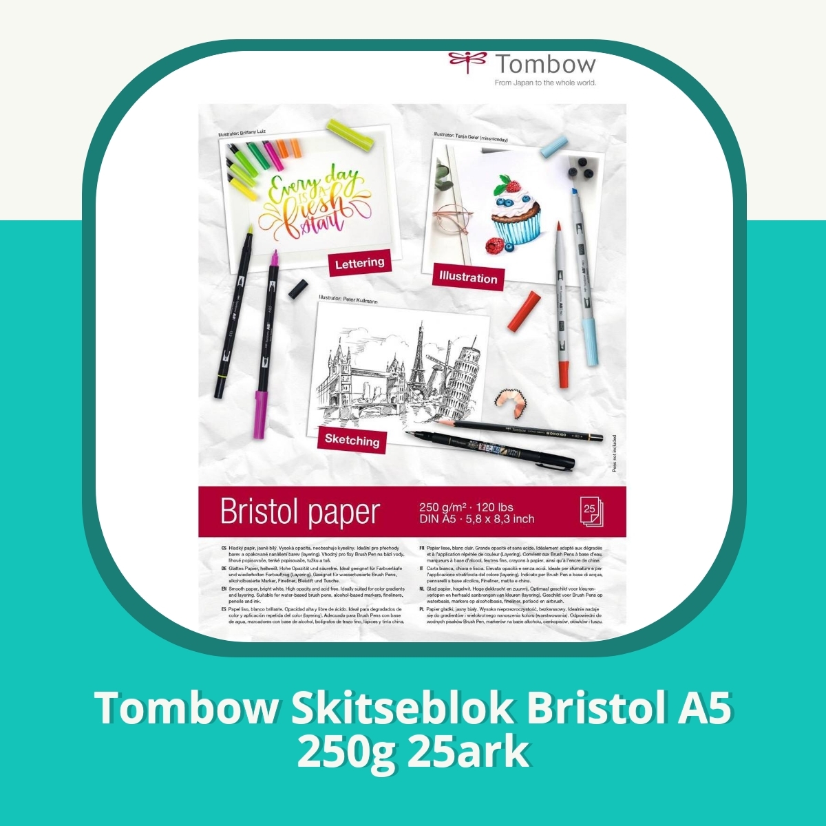Anmeldelse af Tombow Skitseblok Bristol A5 250g 25ark