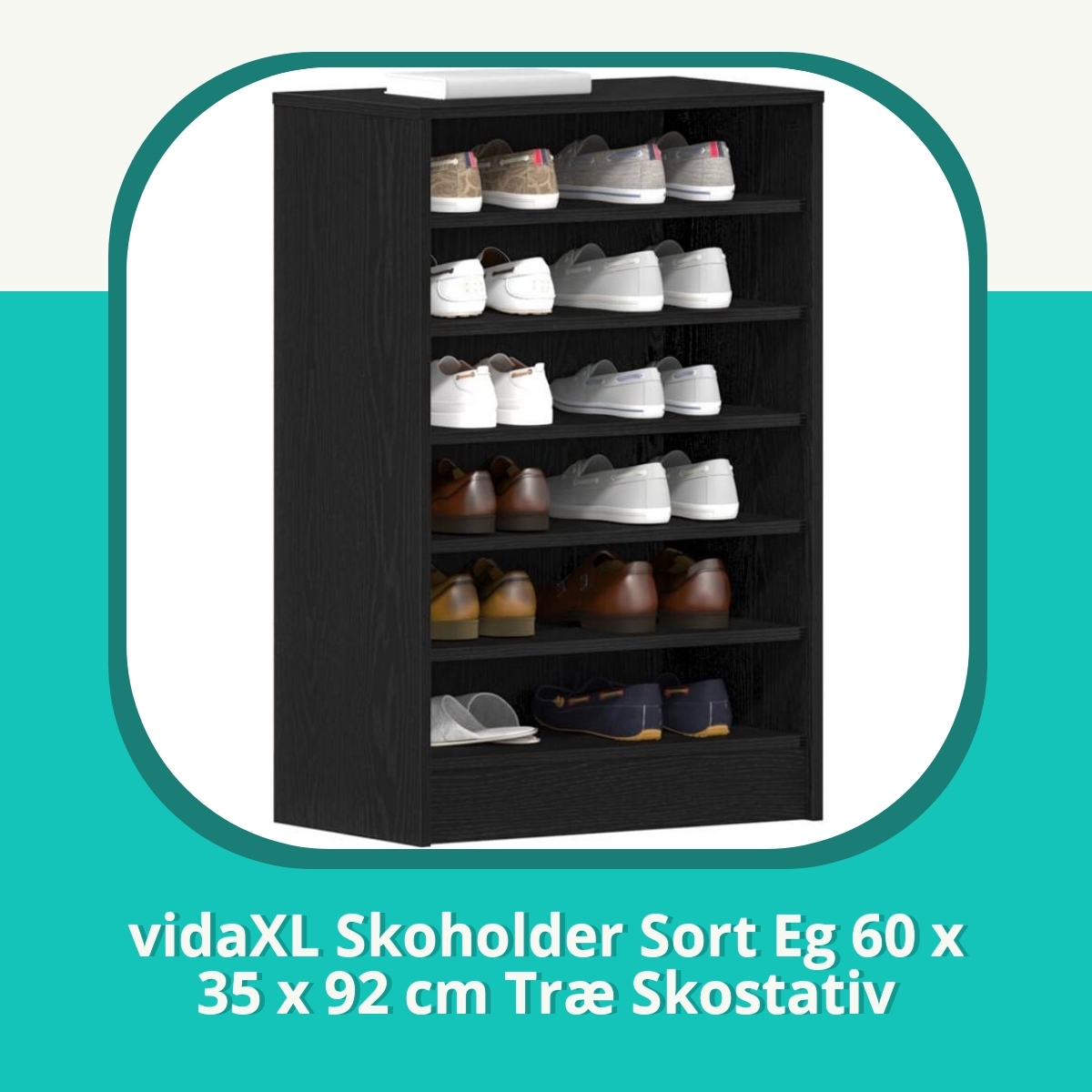 Anmeldelse af vidaXL Skoholder Sort Eg 60 x 35 x 92 cm Træ Skostativ