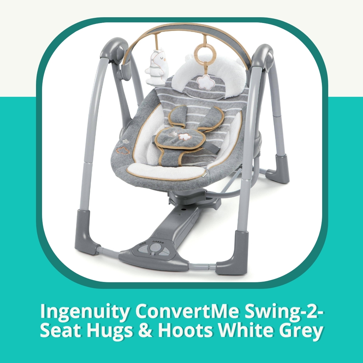 Anmeldelse af Ingenuity ConvertMe Swing-2-Seat Hugs & Hoots White Grey