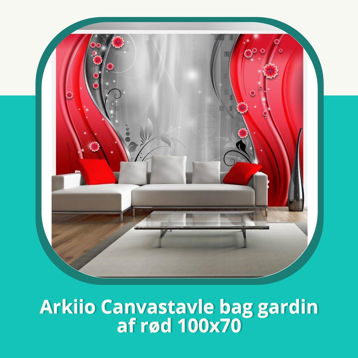 Anmeldelse af Arkiio Canvastavle bag gardin af rød 100x70