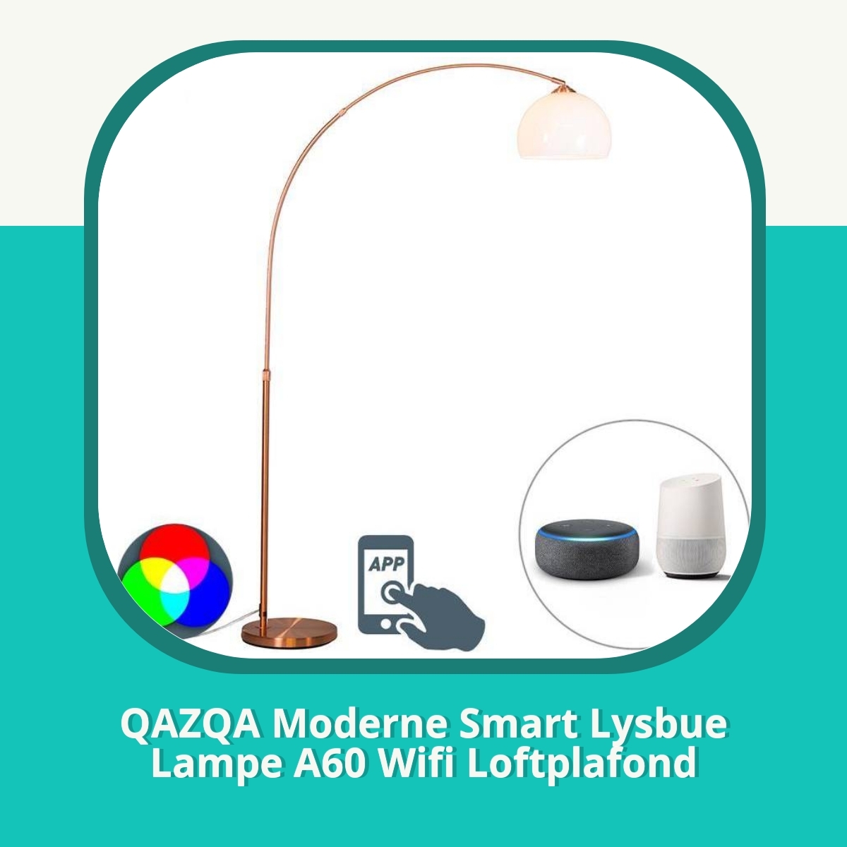 Anmeldelse af QAZQA Moderne Smart Lysbue Lampe A60 Wifi Loftplafond