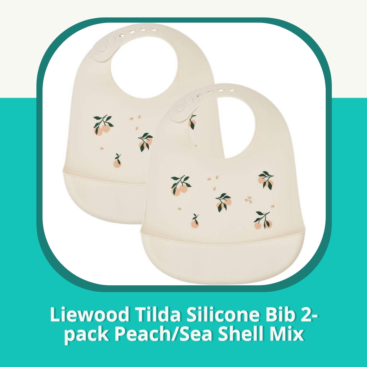 Anmeldelse af Liewood Tilda Silicone Bib 2-pack Peach/Sea Shell Mix