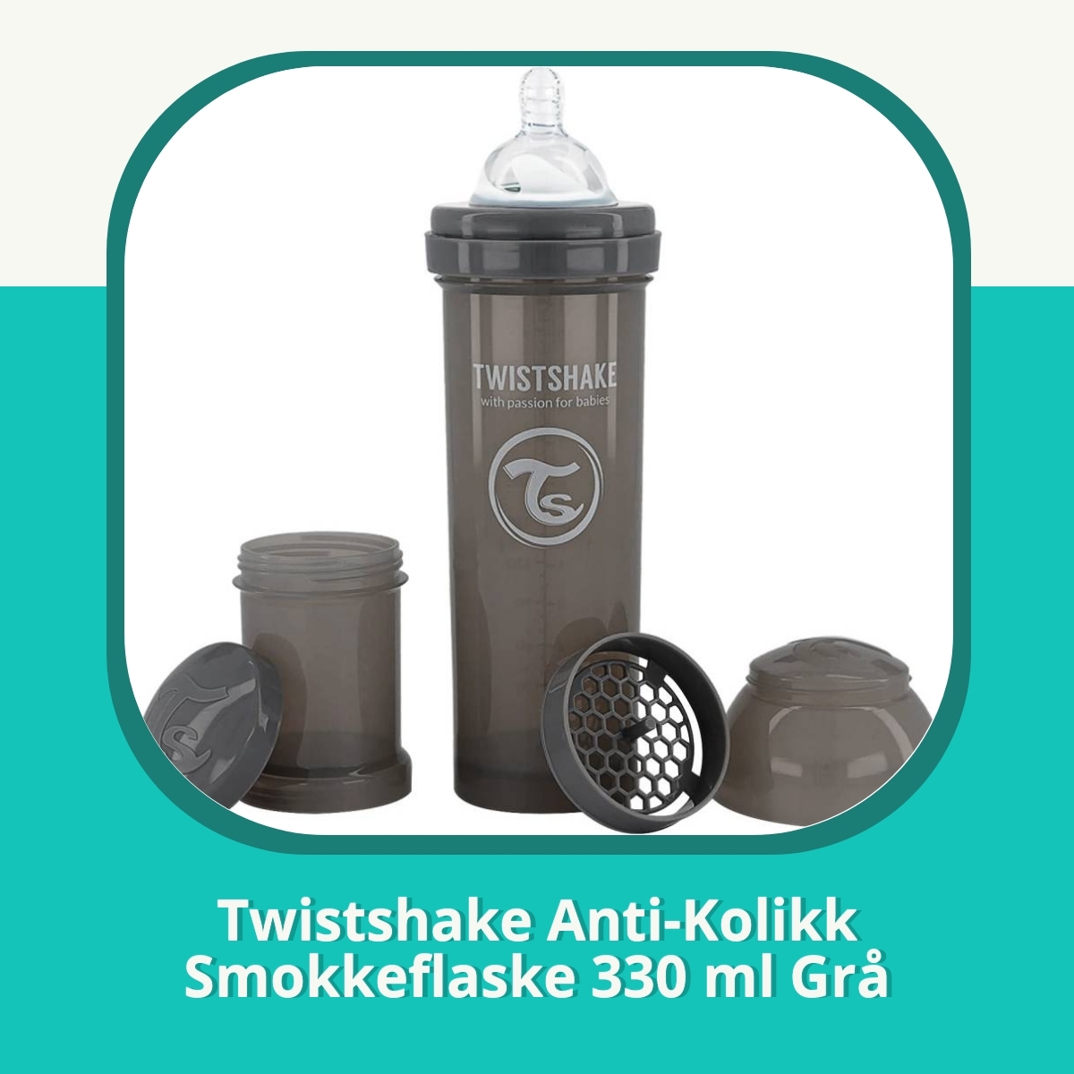 Anmeldelse Twistshake Anti-Kolikk Smokkeflaske 330 ml Grå