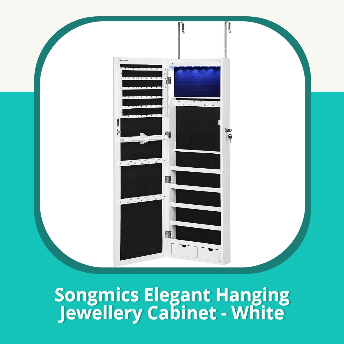 Anmeldelse af Songmics Elegant Hanging Jewellery Cabinet - White