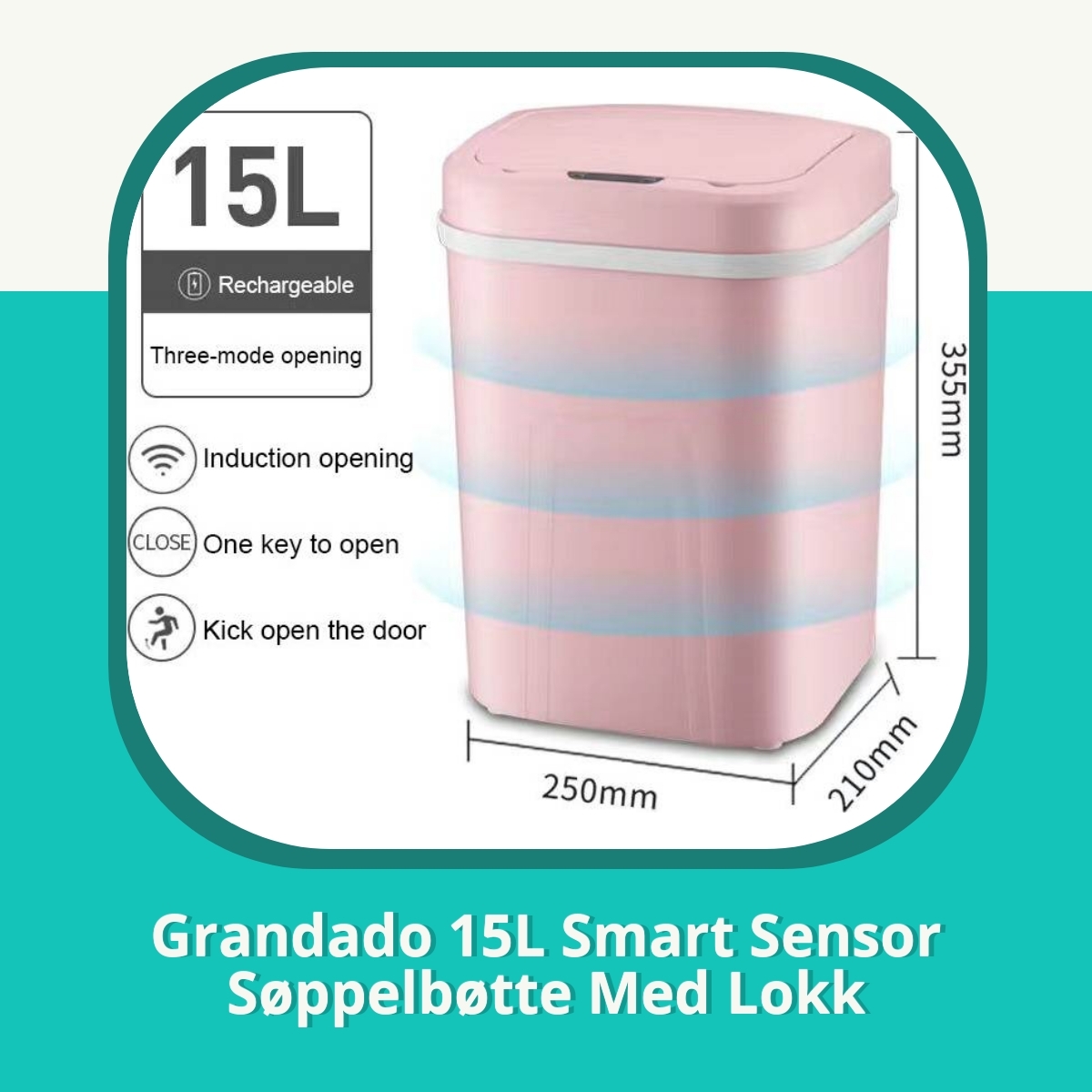 Anmeldelse Grandado 15L Smart Sensor Søppelbøtte Med Lokk