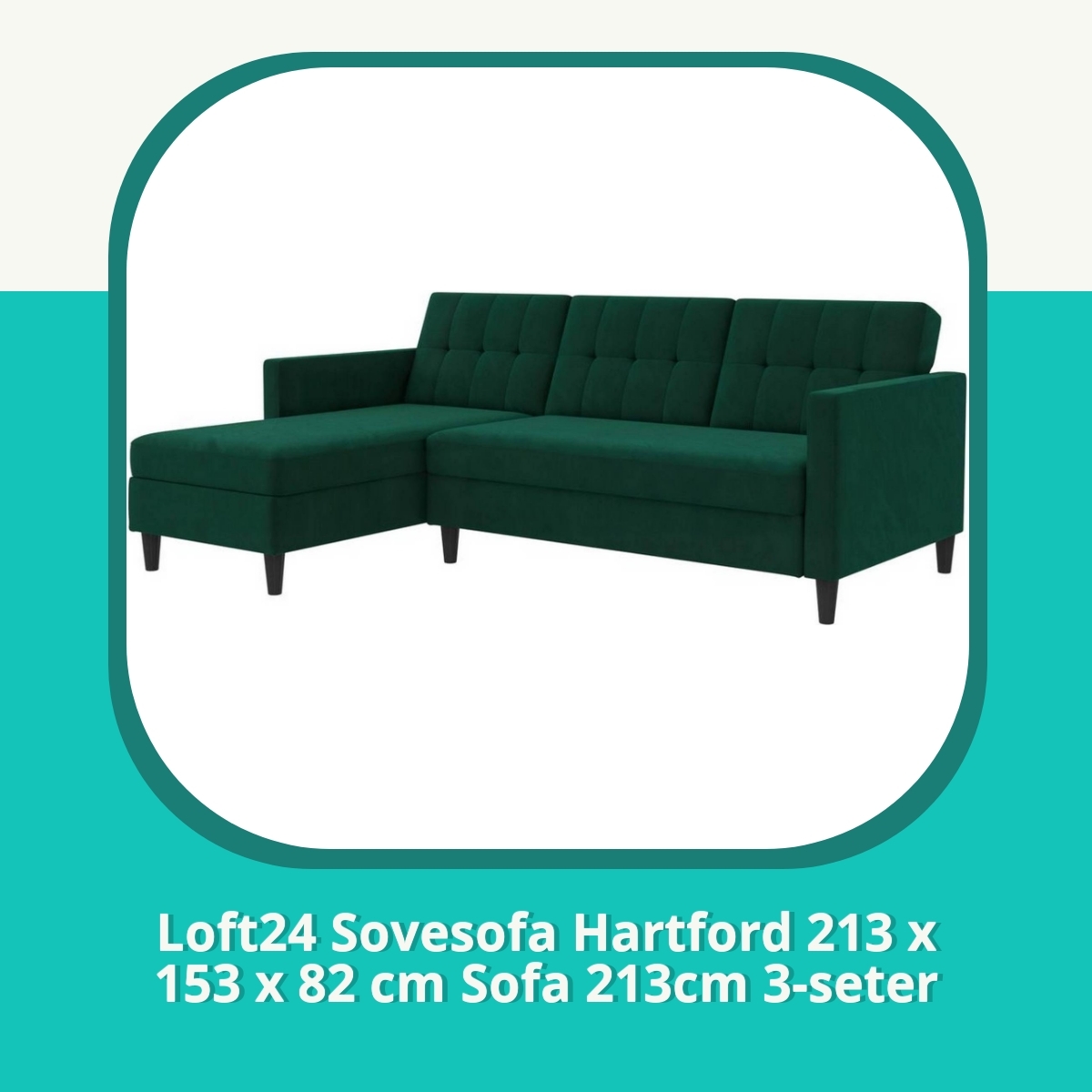 Anmeldelse af Loft24 Sovesofa Hartford 213 x 153 x 82 cm Sofa 213cm 3-seter