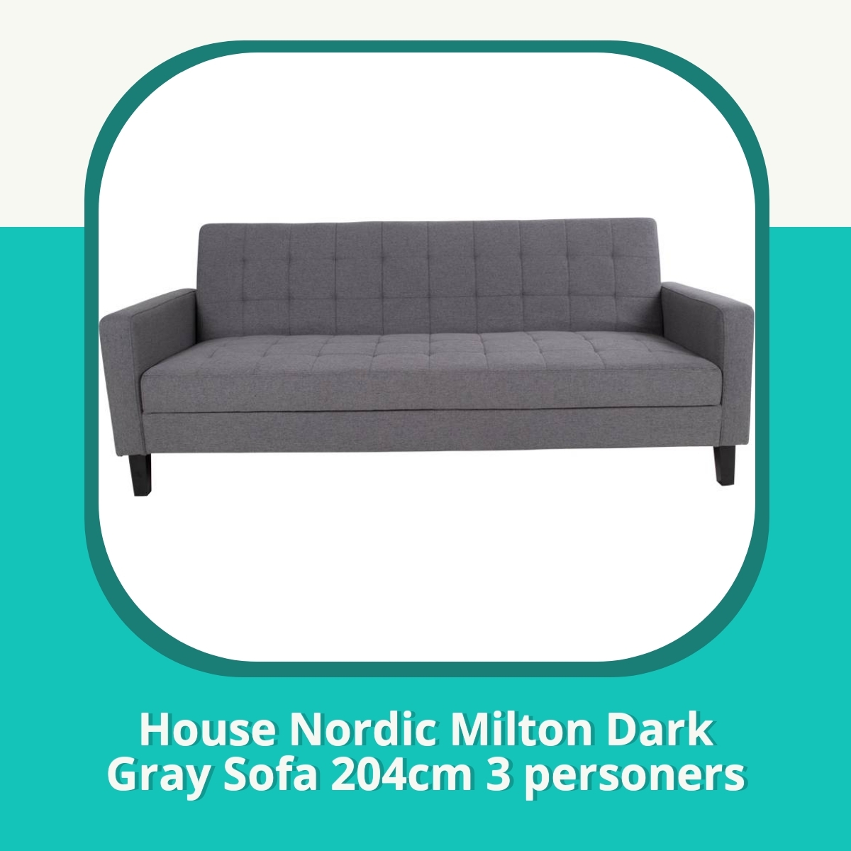 Anmeldelse af House Nordic Milton Dark Gray Sofa 204cm 3 personers