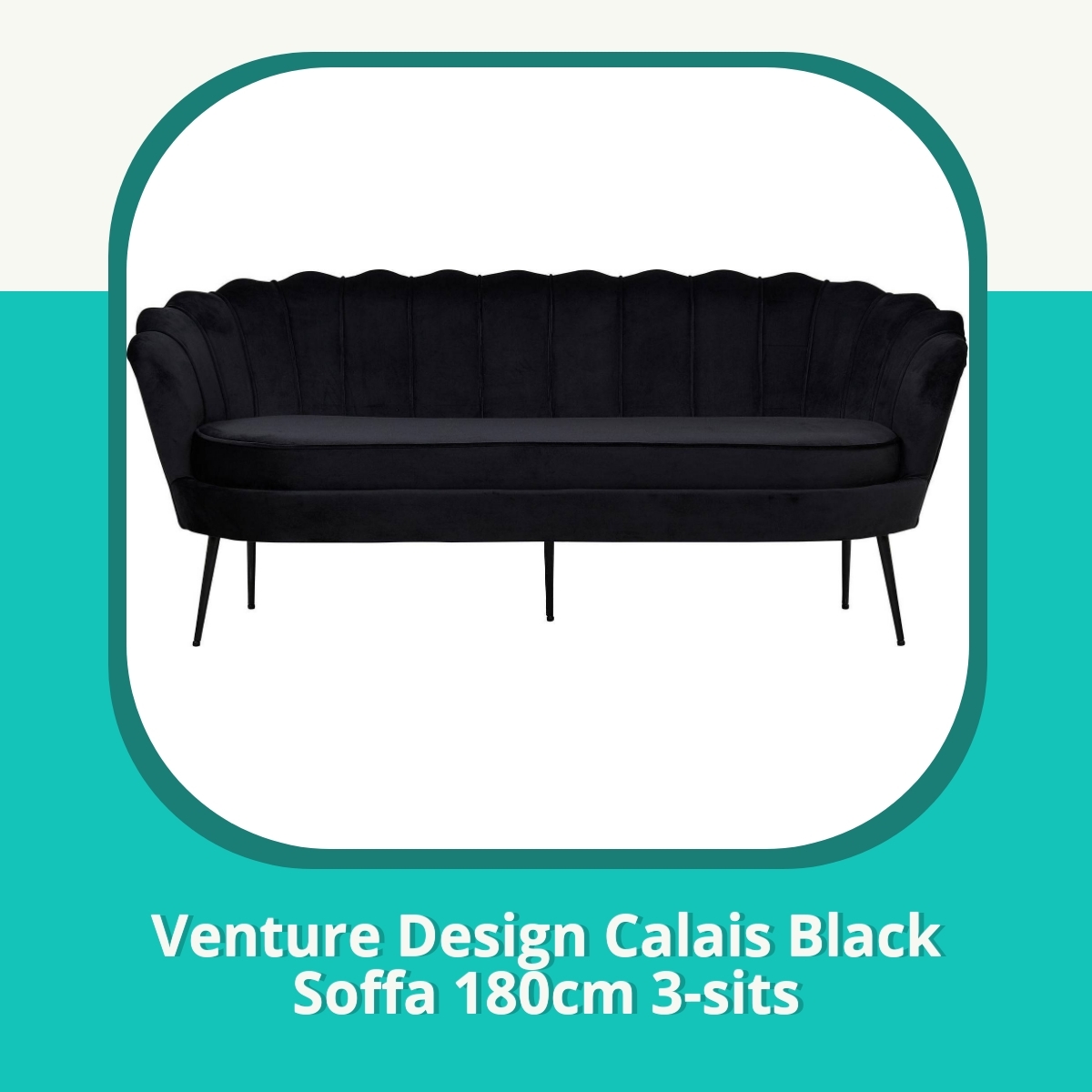 Recension Venture Design Calais Black Soffa 180cm 3-sits