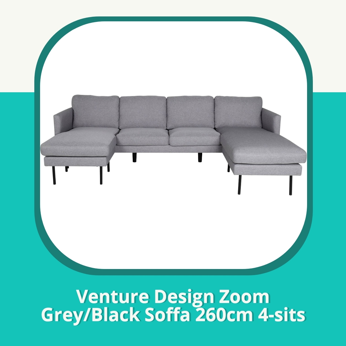 Recension af Venture Design Zoom Grey/Black Soffa 260cm 4-sits