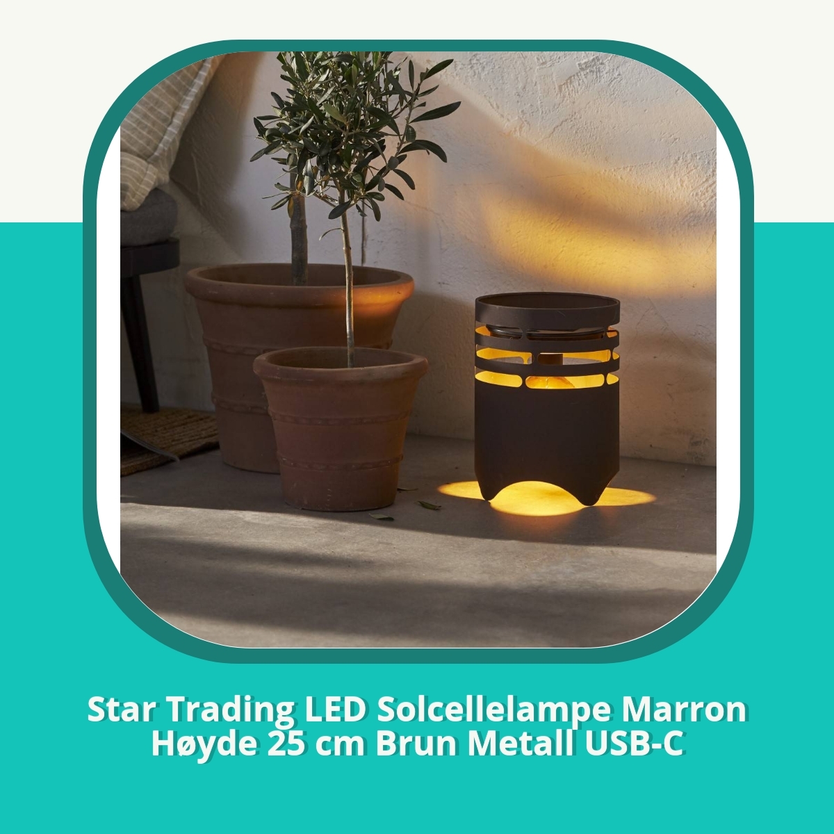 Anmeldelse af Star Trading LED Solcellelampe Marron Høyde 25 cm Brun Metall USB-C