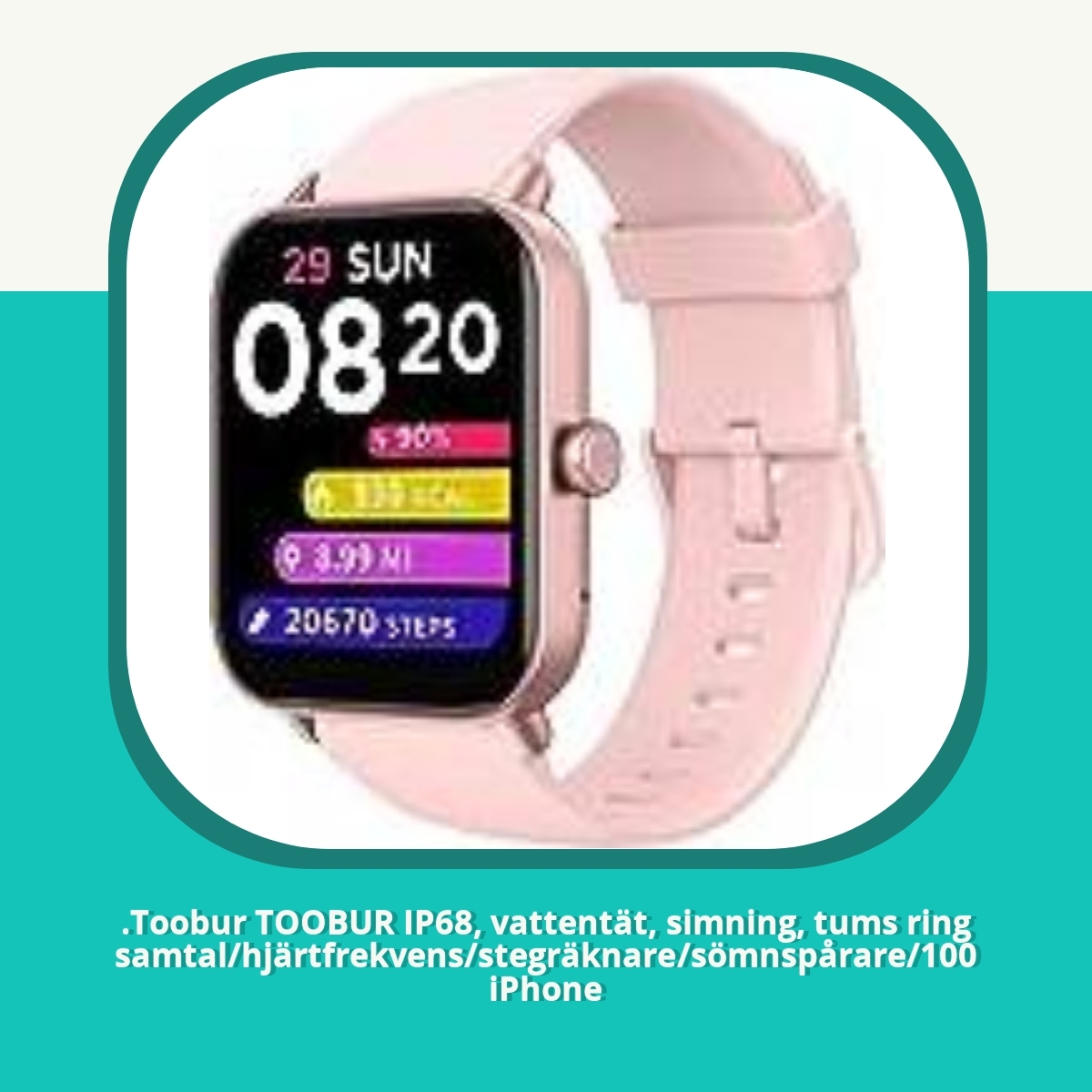 Recension af .Toobur TOOBUR IP68, vattentät, simning, tums ring samtal/hjärtfrekvens/stegräknare/sömnspårare/100 iPhone
