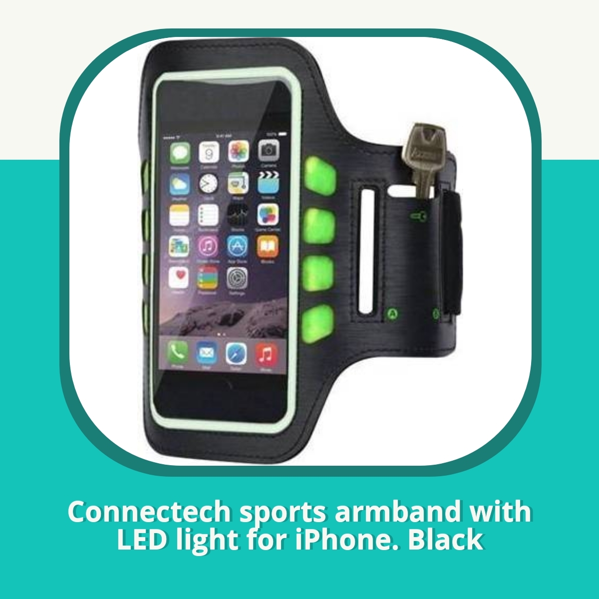 Anmeldelse af Connectech sports armband with LED light for iPhone. Black
