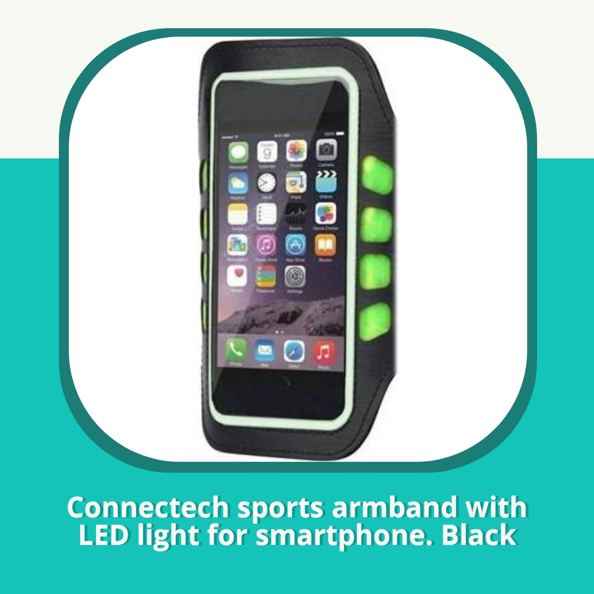 Anmeldelse af Connectech sports armband with LED light for smartphone. Black