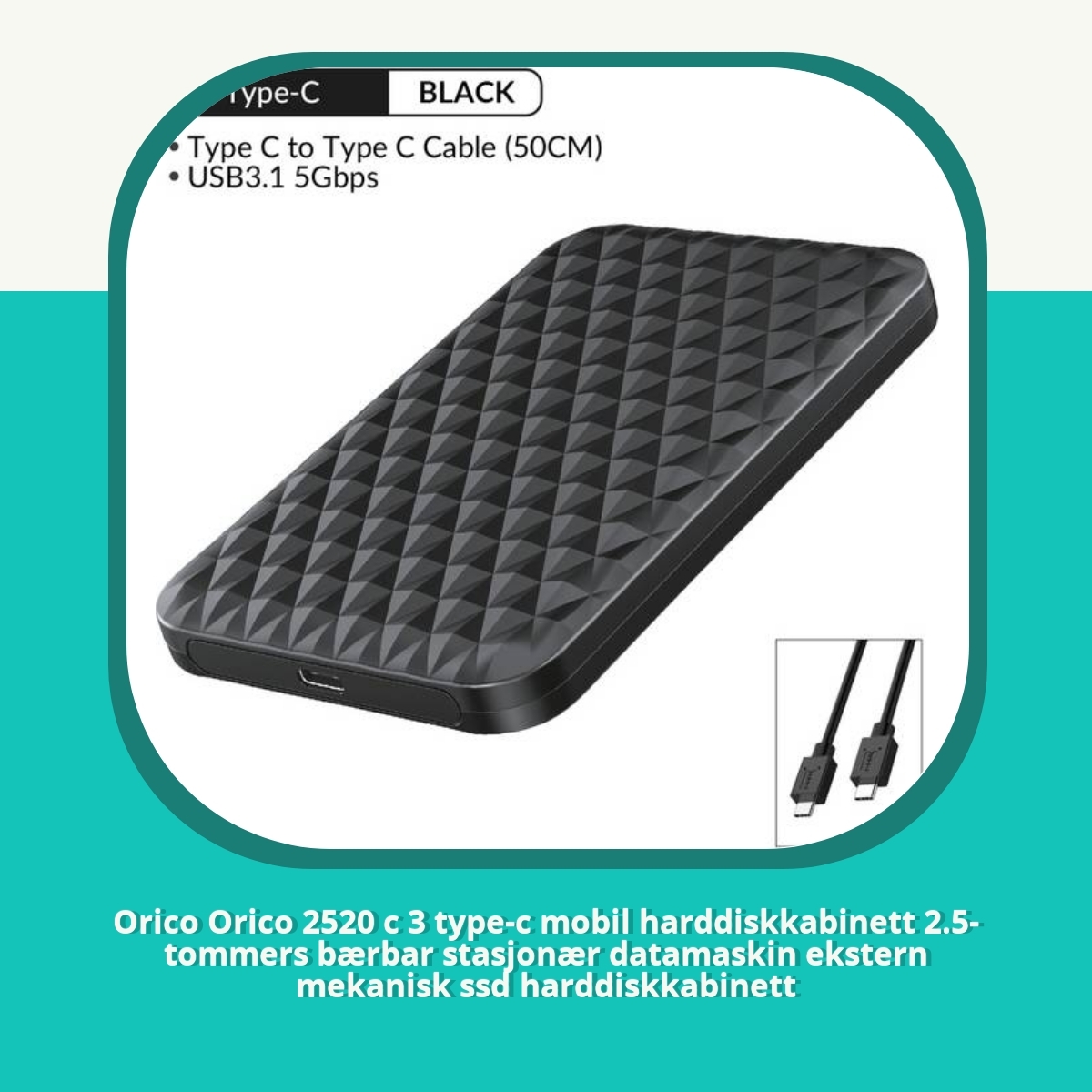 Anmeldelse Orico Orico 2520 c 3 type-c mobil harddiskkabinett 2.5- tommers bærbar stasjonær datamaskin ekstern mekanisk ssd harddiskkabinett