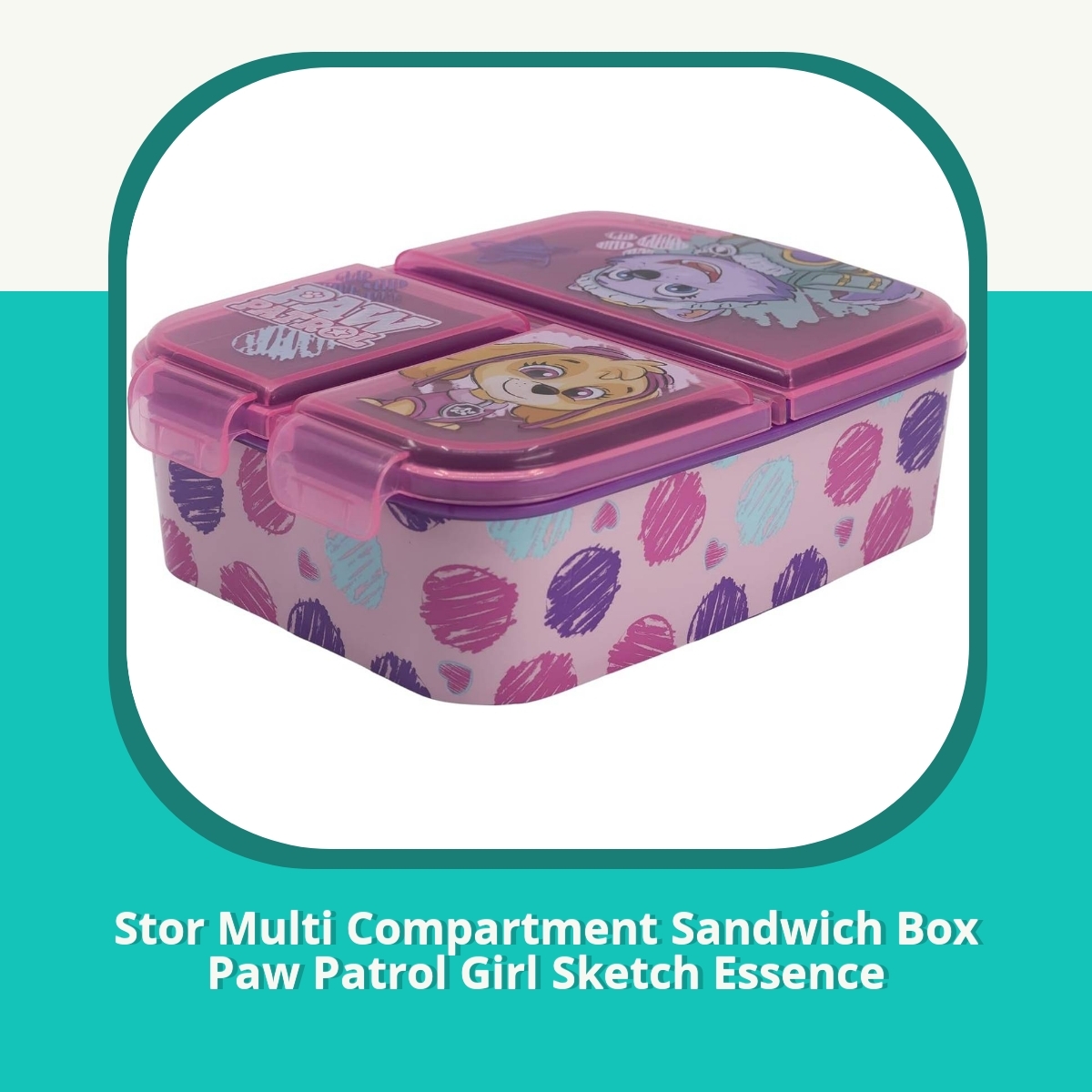 Anmeldelse af Stor Multi Compartment Sandwich Box Paw Patrol Girl Sketch Essence