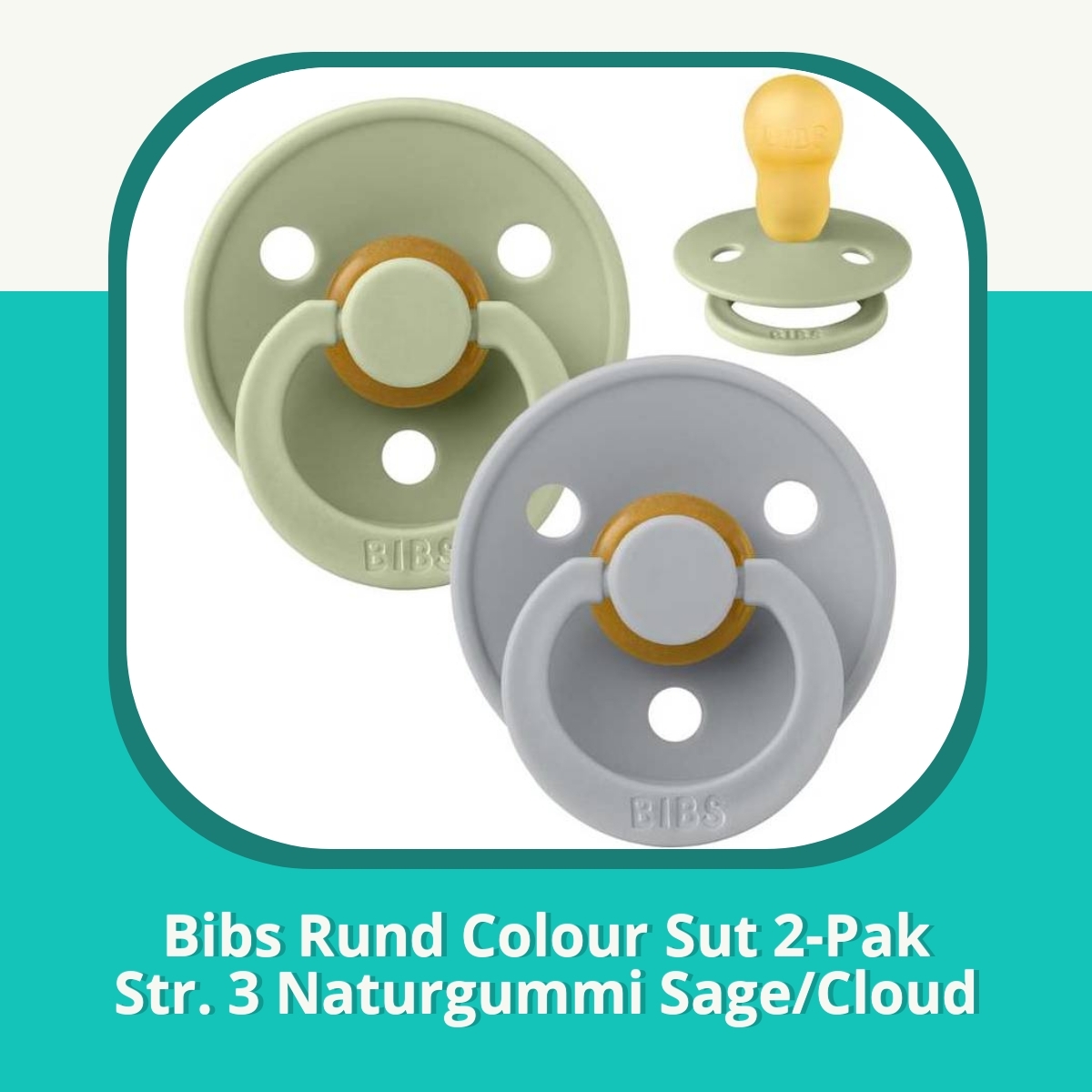 Recension af Bibs Rund Colour Sut 2-Pak Str. 3 Naturgummi Sage/Cloud