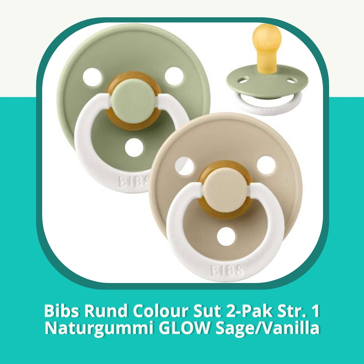 Recension af Bibs Rund Colour Sut 2-Pak Str. 1 Naturgummi GLOW Sage/Vanilla