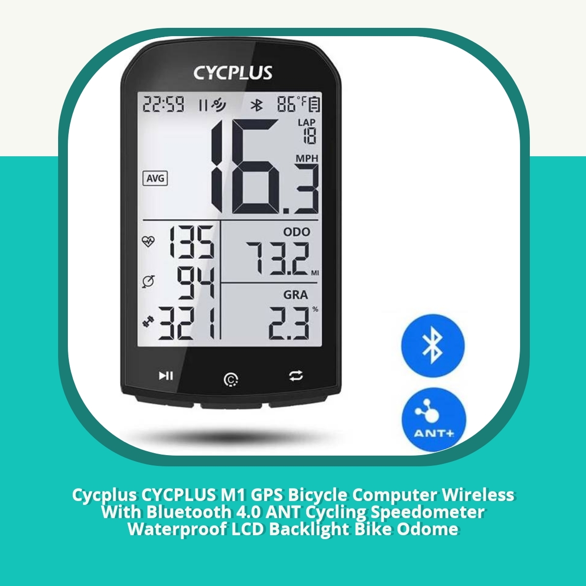 Anmeldelse Cycplus CYCPLUS M1 GPS Bicycle Computer Wireless With Bluetooth 4.0 ANT Cycling Speedometer Waterproof LCD Backlight Bike Odome
