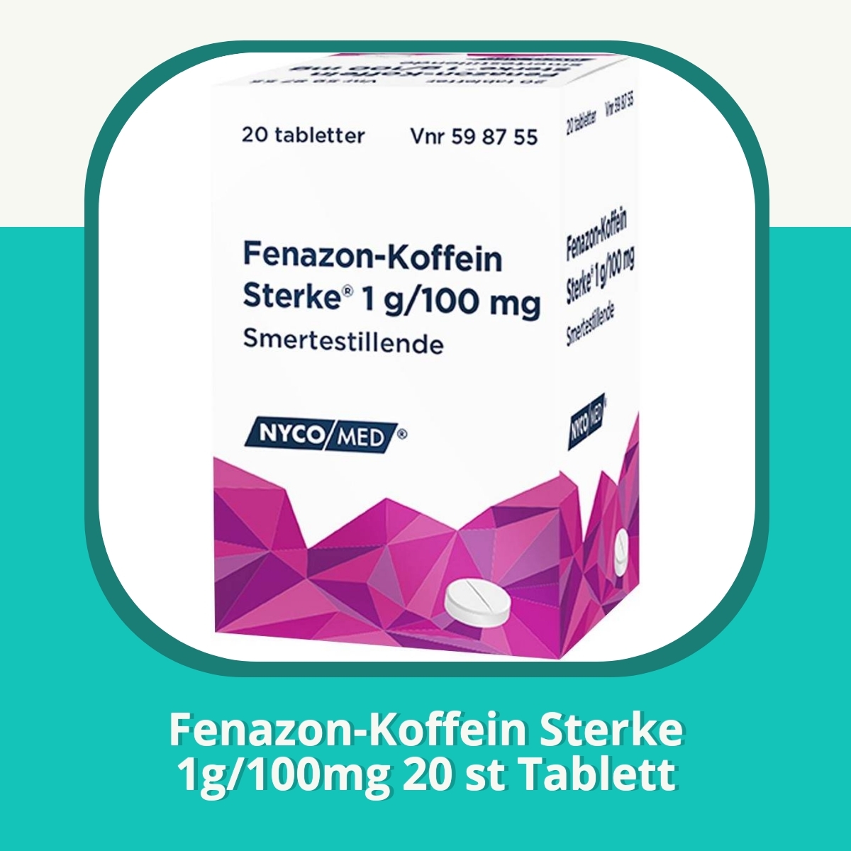 Anmeldelse Fenazon-Koffein Sterke 1g/100mg 20 st Tablett