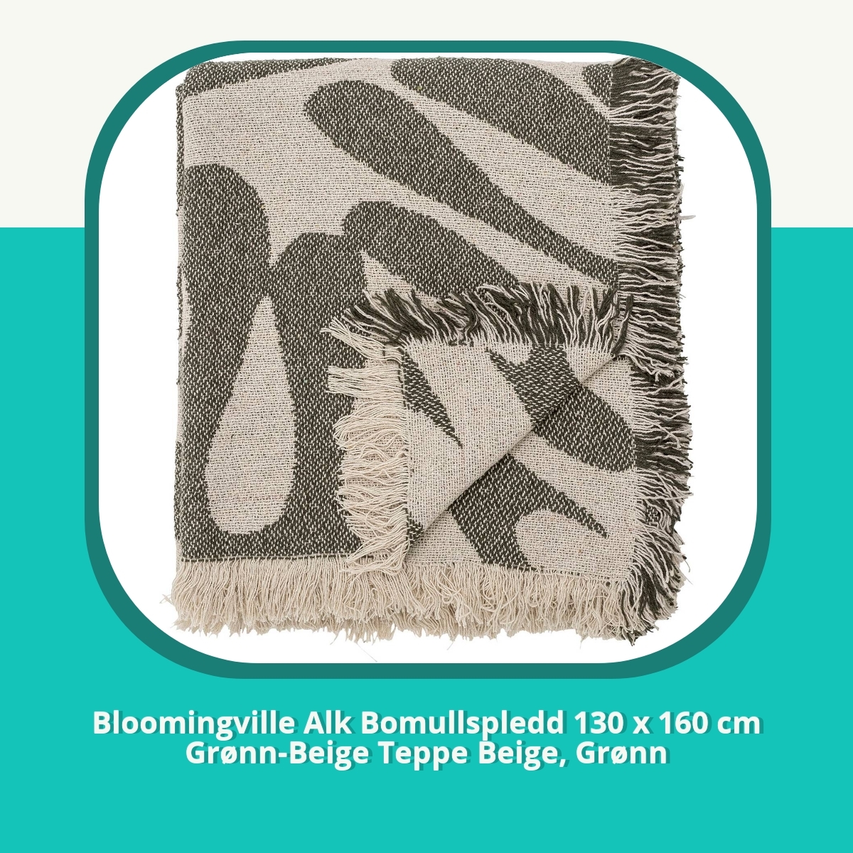 Anmeldelse af Bloomingville Alk Bomullspledd 130 x 160 cm Grønn-Beige Teppe Beige, Grønn