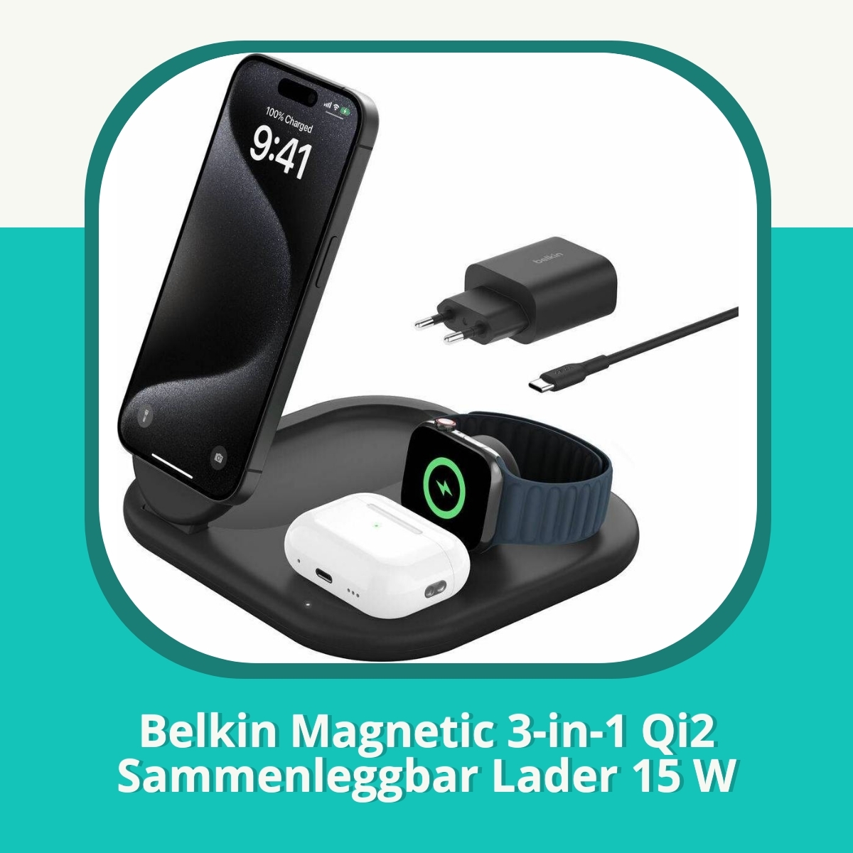 Anmeldelse af Belkin Magnetic 3-in-1 Qi2 Sammenleggbar Lader 15 W