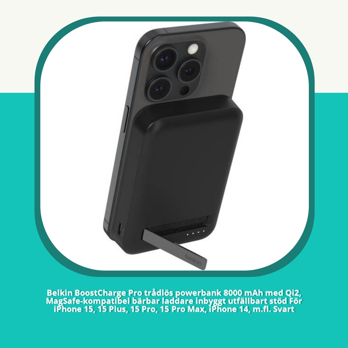 Recension af Belkin BoostCharge Pro trådlös powerbank 8000 mAh med Qi2, MagSafe-kompatibel bärbar laddare inbyggt utfällbart stöd För iPhone 15, 15 Plus, 15 Pro, 15 Pro Max, iPhone 14, m.fl. Svart