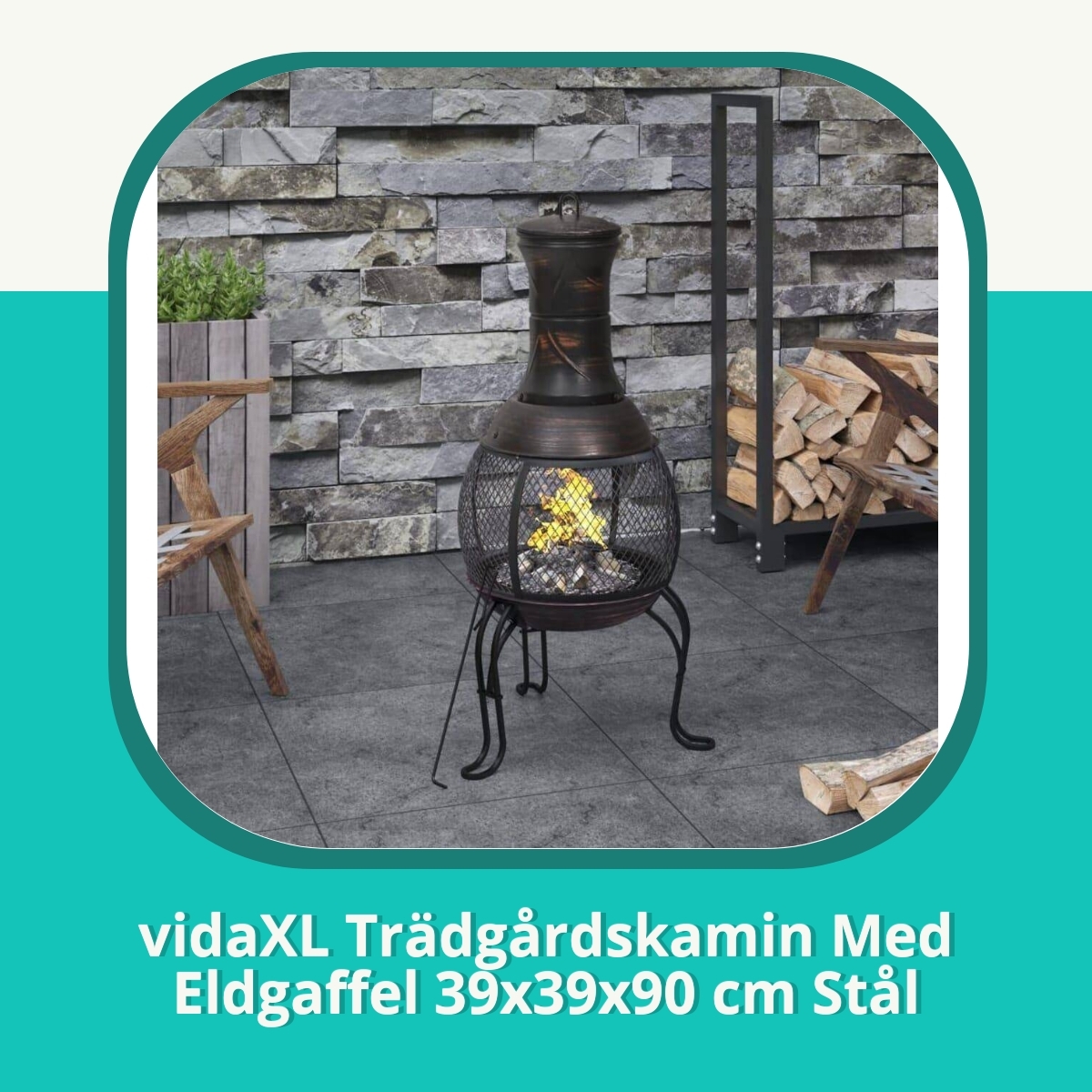 Recension af vidaXL Trädgårdskamin Med Eldgaffel 39x39x90 cm Stål