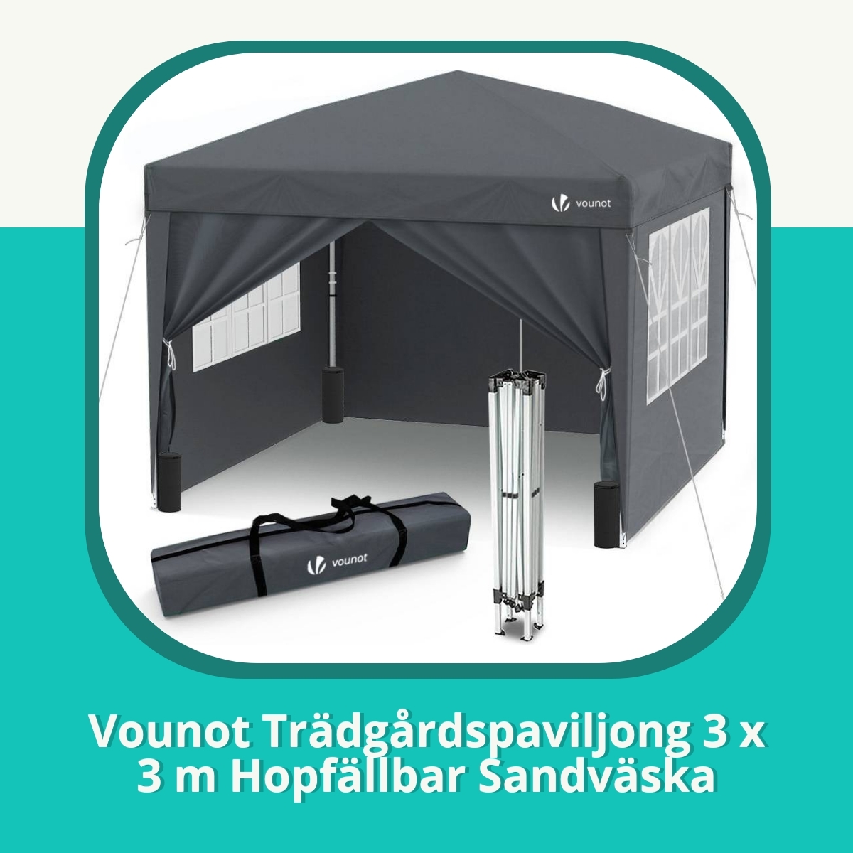 Recension af Vounot Trädgårdspaviljong 3 x 3 m Hopfällbar Sandväska