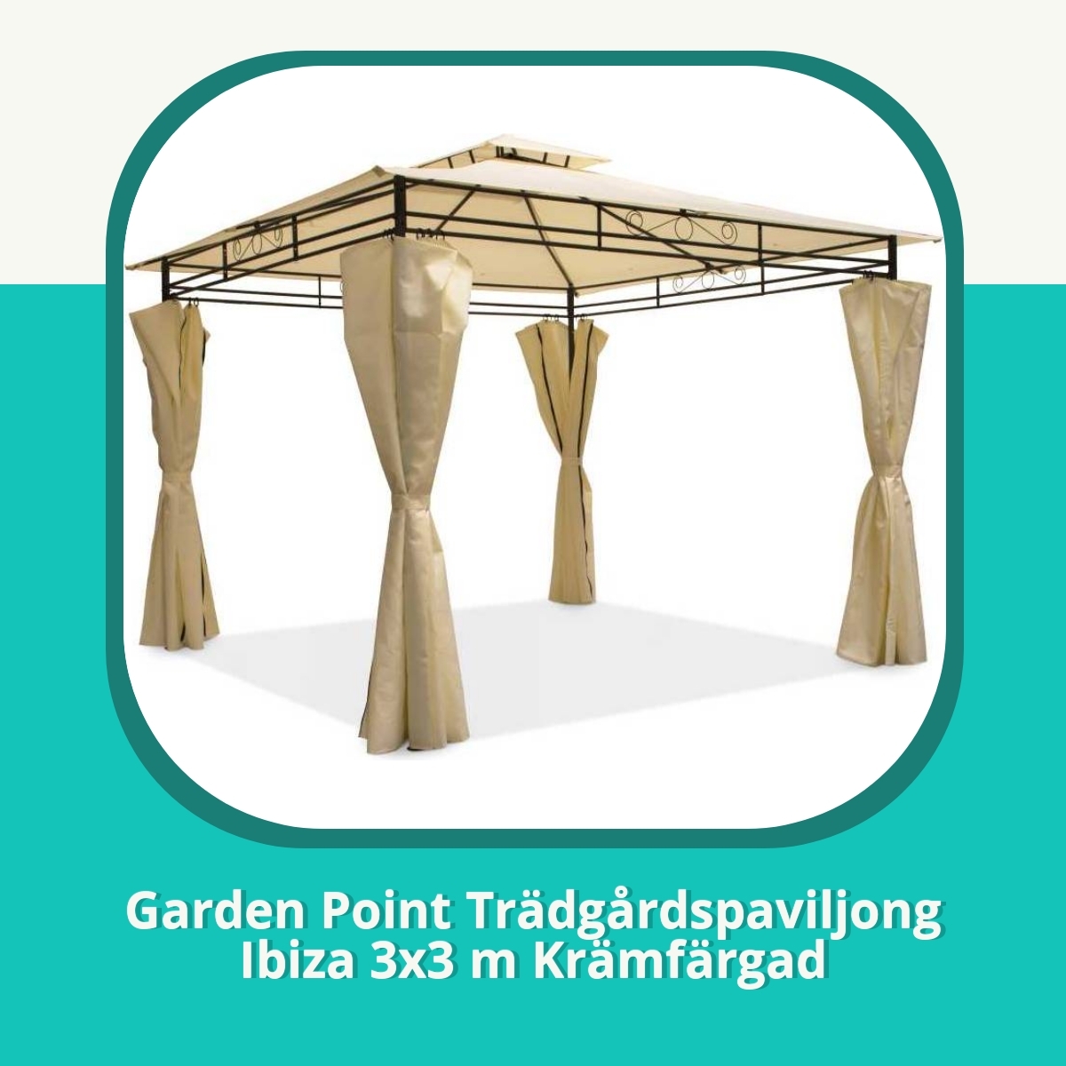 Recension af Garden Point Trädgårdspaviljong Ibiza 3x3 m Krämfärgad