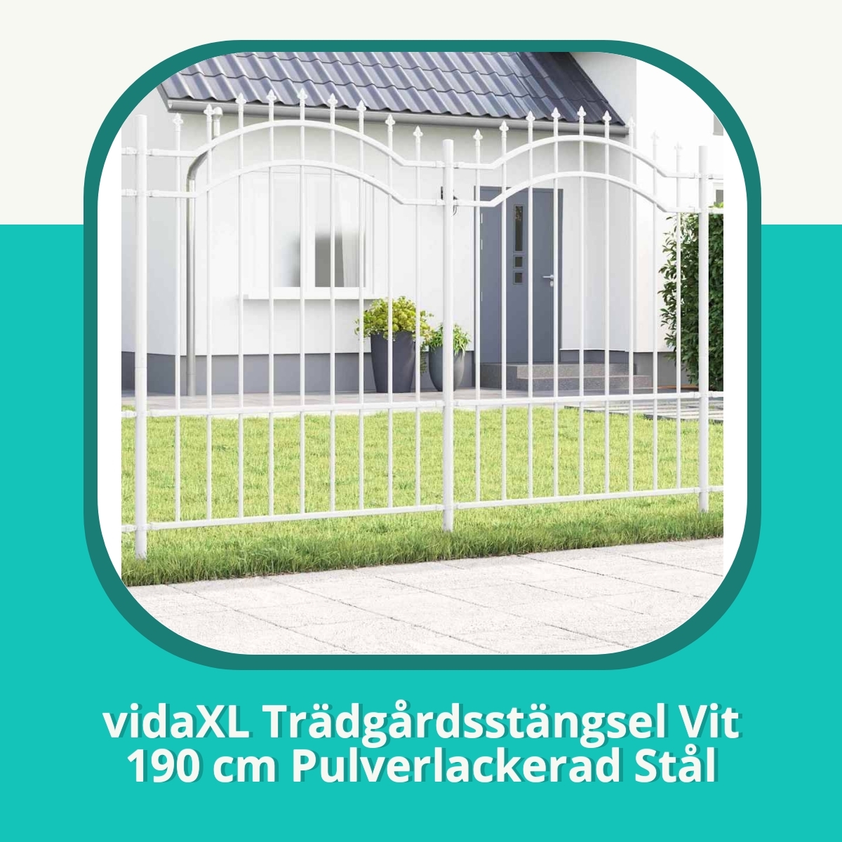 Recension vidaXL Trädgårdsstängsel Vit 190 cm Pulverlackerad Stål