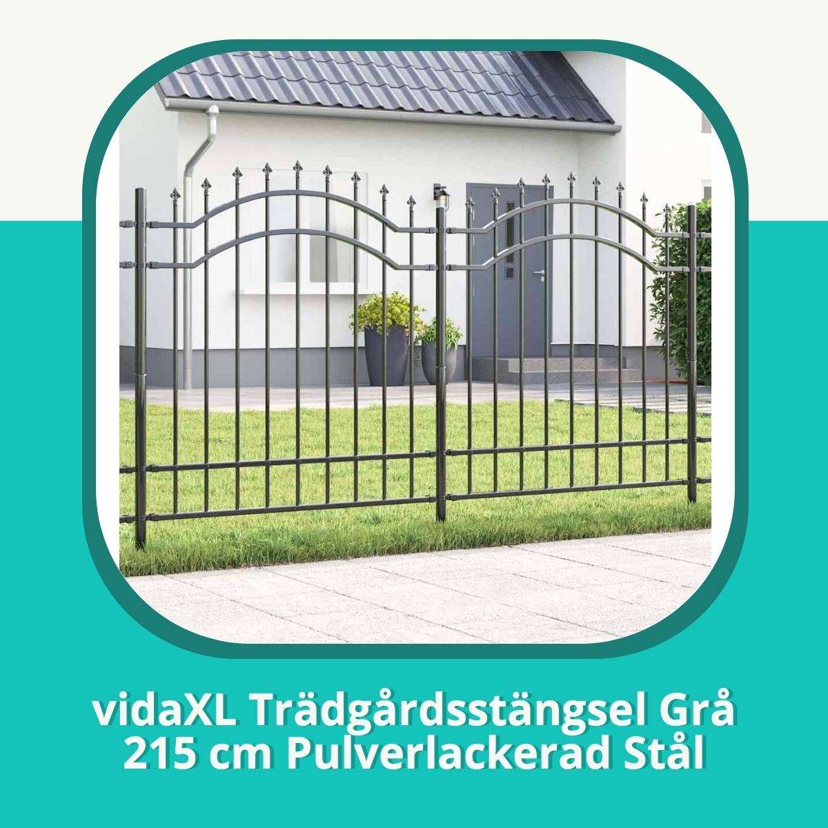 Recension af vidaXL Trädgårdsstängsel Grå 215 cm Pulverlackerad Stål
