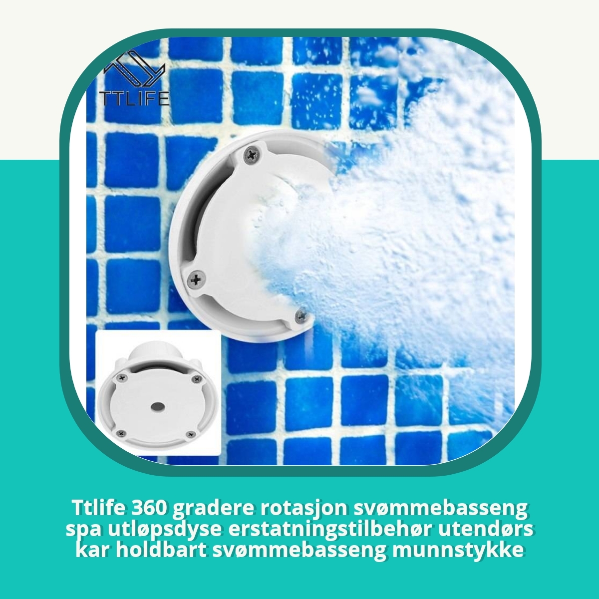 Anmeldelse af Ttlife 360 gradere rotasjon svømmebasseng spa utløpsdyse erstatningstilbehør utendørs kar holdbart svømmebasseng munnstykke