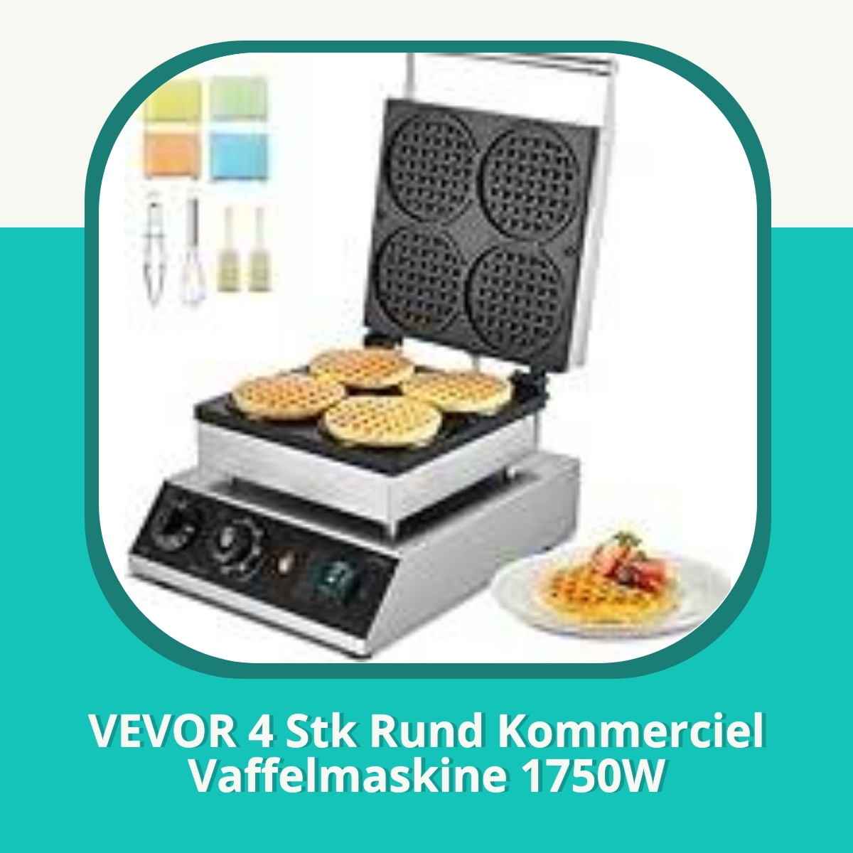 Anmeldelse af VEVOR 4 Stk Rund Kommerciel Vaffelmaskine 1750W