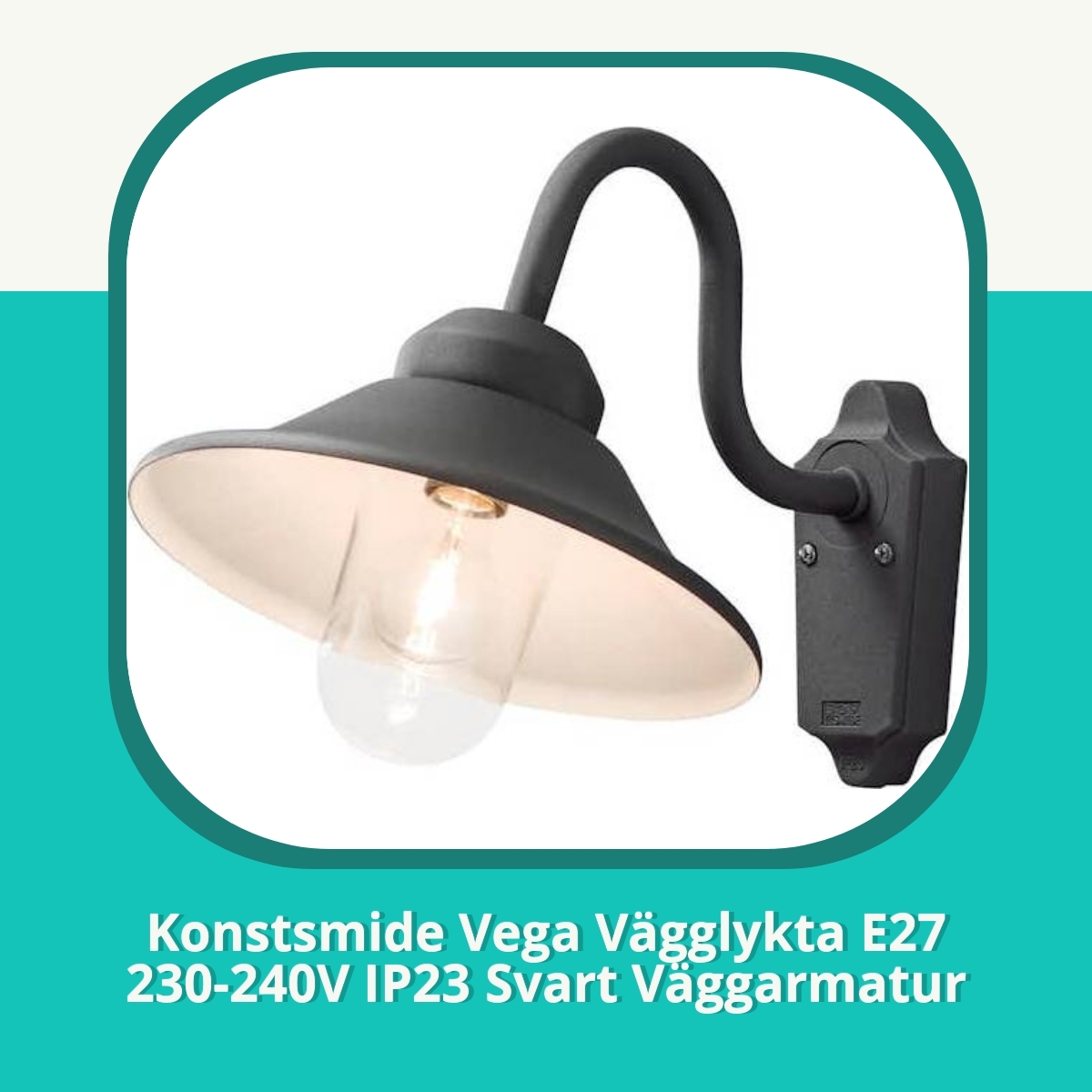 Recension af Konstsmide Vega Vägglykta E27 230-240V IP23 Svart Väggarmatur
