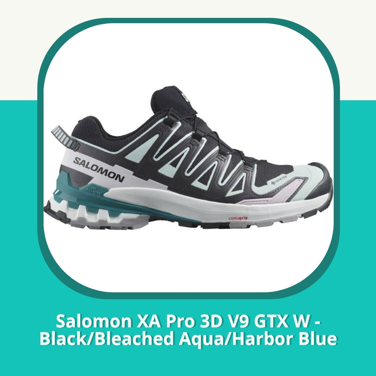 Anmeldelse af Salomon XA Pro 3D V9 GTX W - Black/Bleached Aqua/Harbor Blue